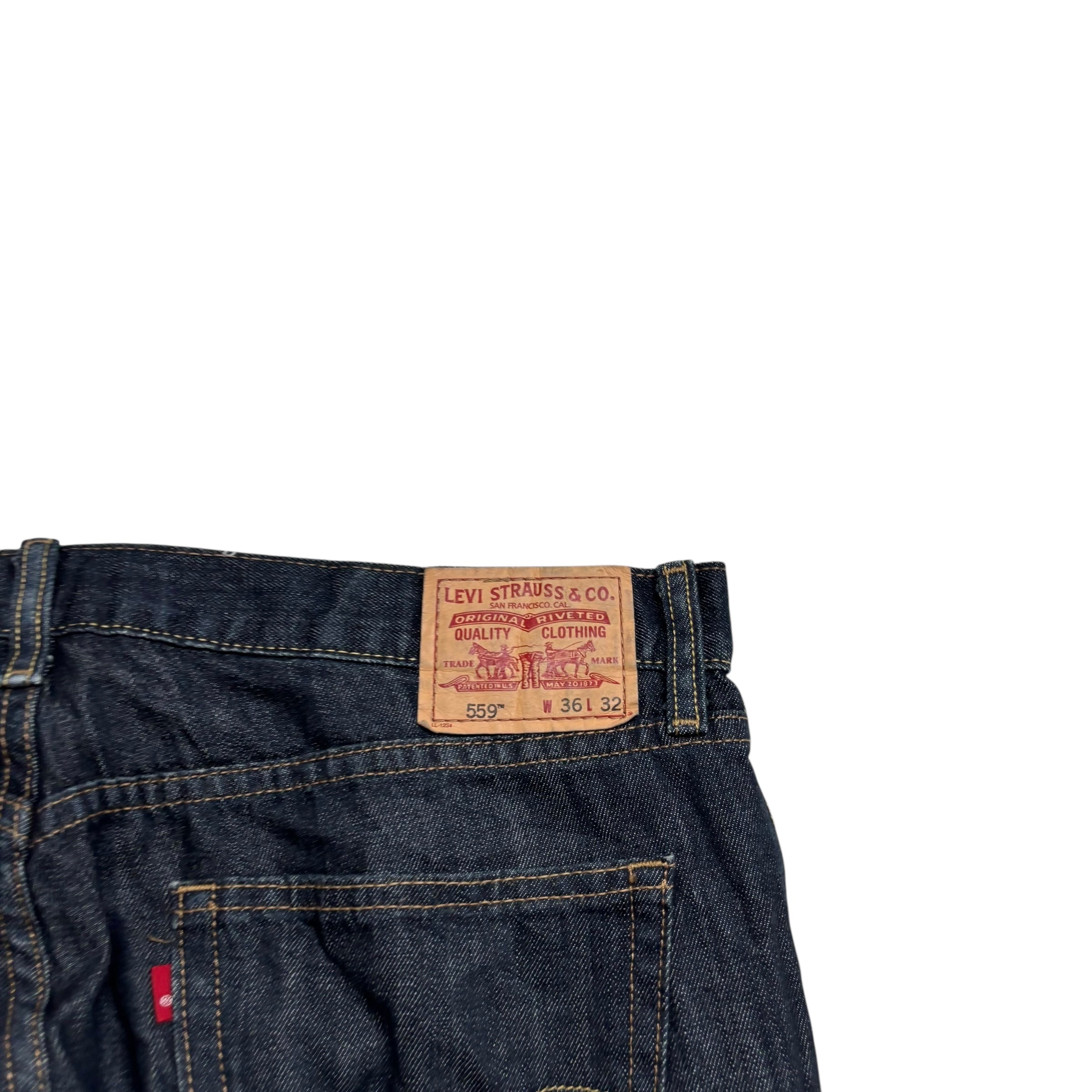 Levis 559 Jeans W36 L30 Mens Dark Blue Baggy Relaxed Straight Vintage Denim (E)