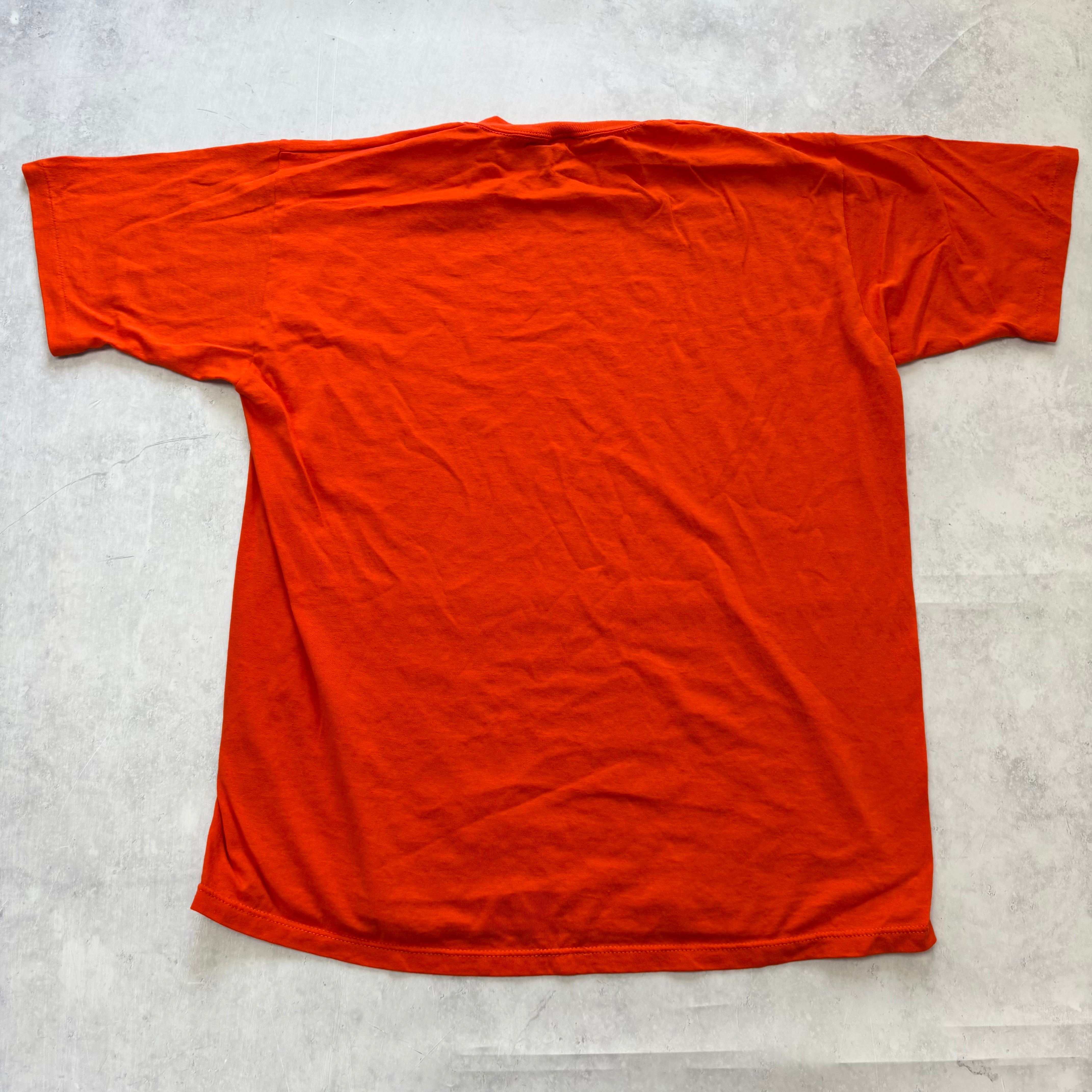 Vintage T Shirt Mens Large Orange Single Stitch Graphic Print 90s USA (E)