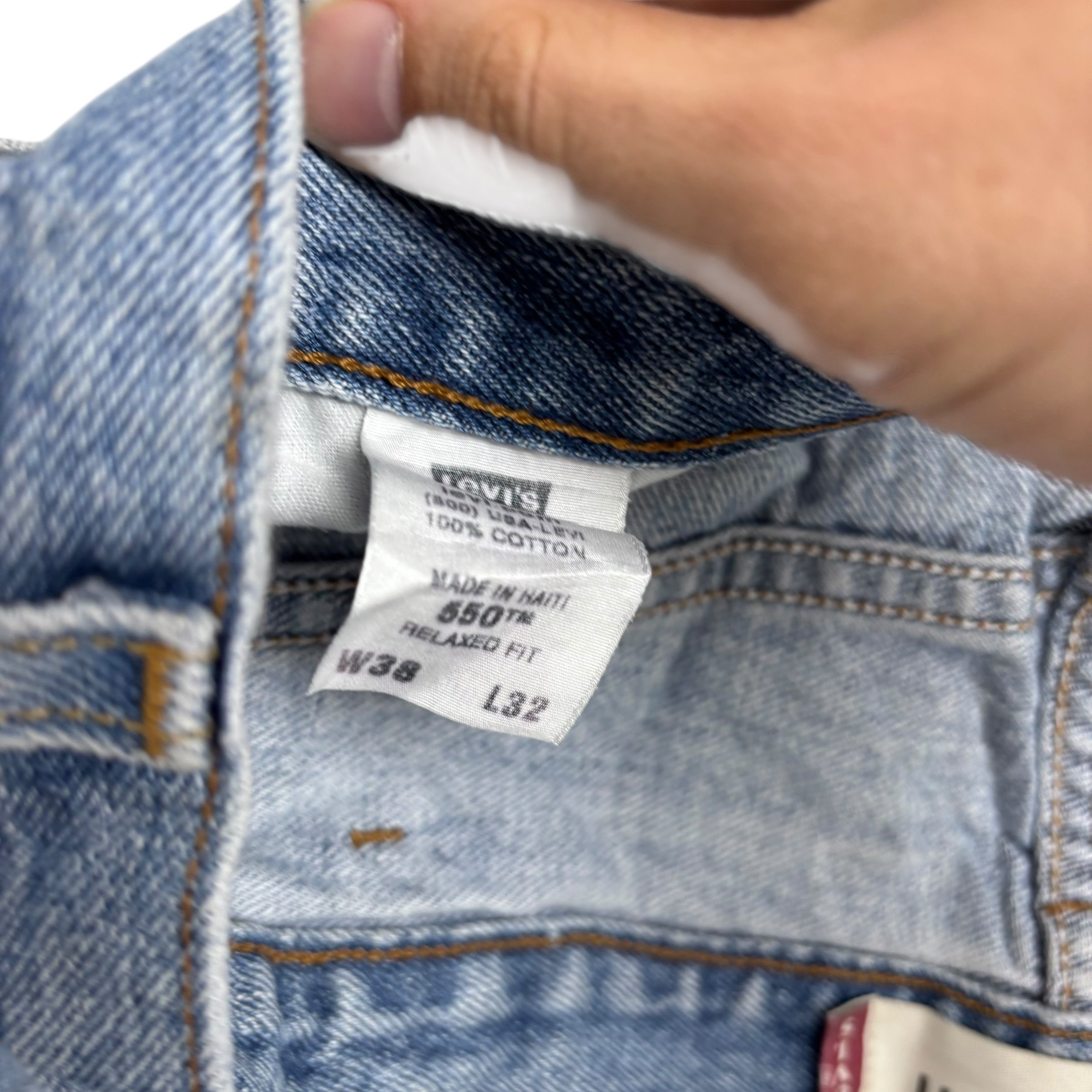 Levis 550 Jeans W38 L32 Mens Light Blue Baggy Relaxed Straight Fit Vintage Denim