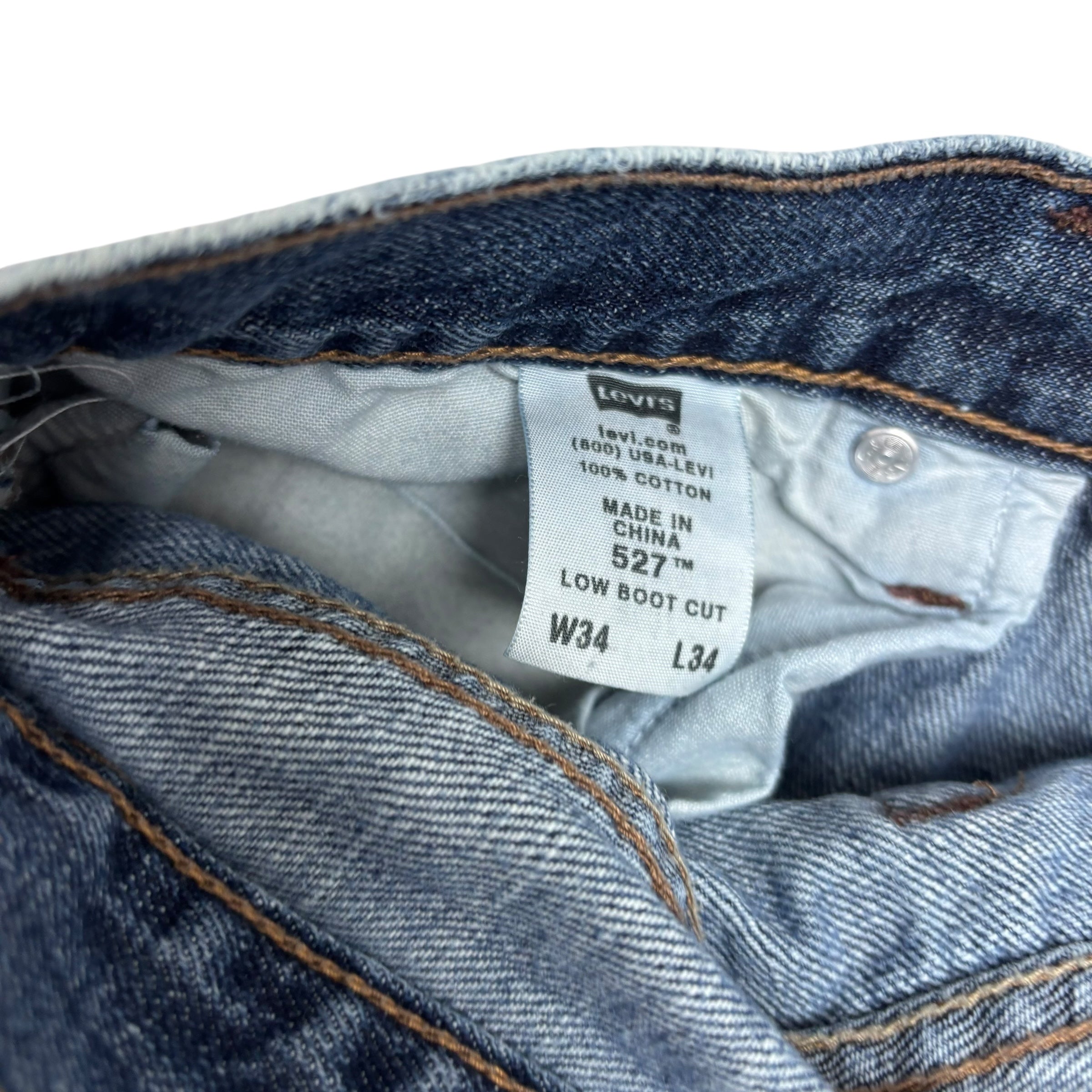 Levis 527 Jeans W34 L34 Mens Mid Blue Regular Bootcut Fit Vintage Denim