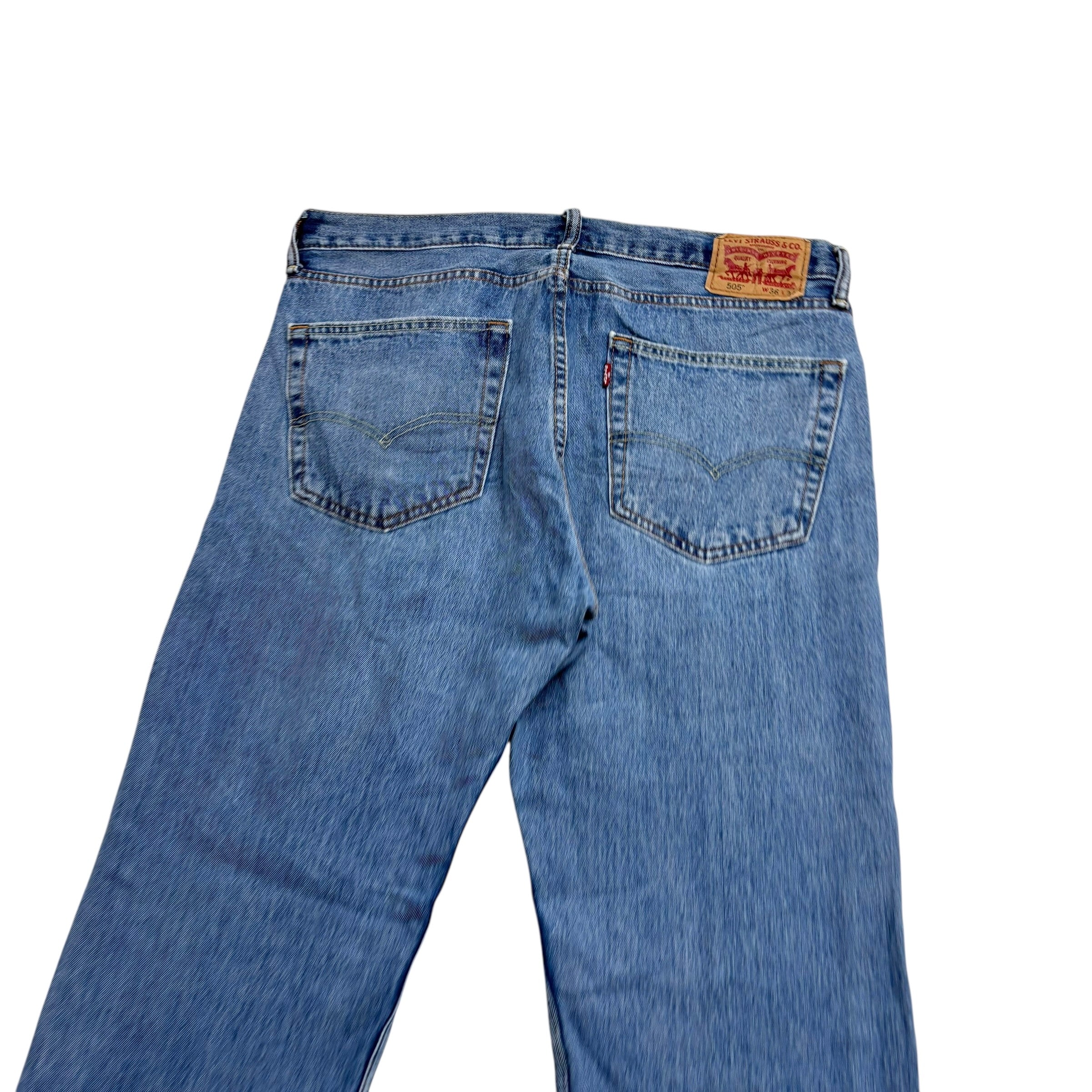 Levis 505 Jeans W36 L34 Mens Light Blue Regular Straight Fit Denim (E)