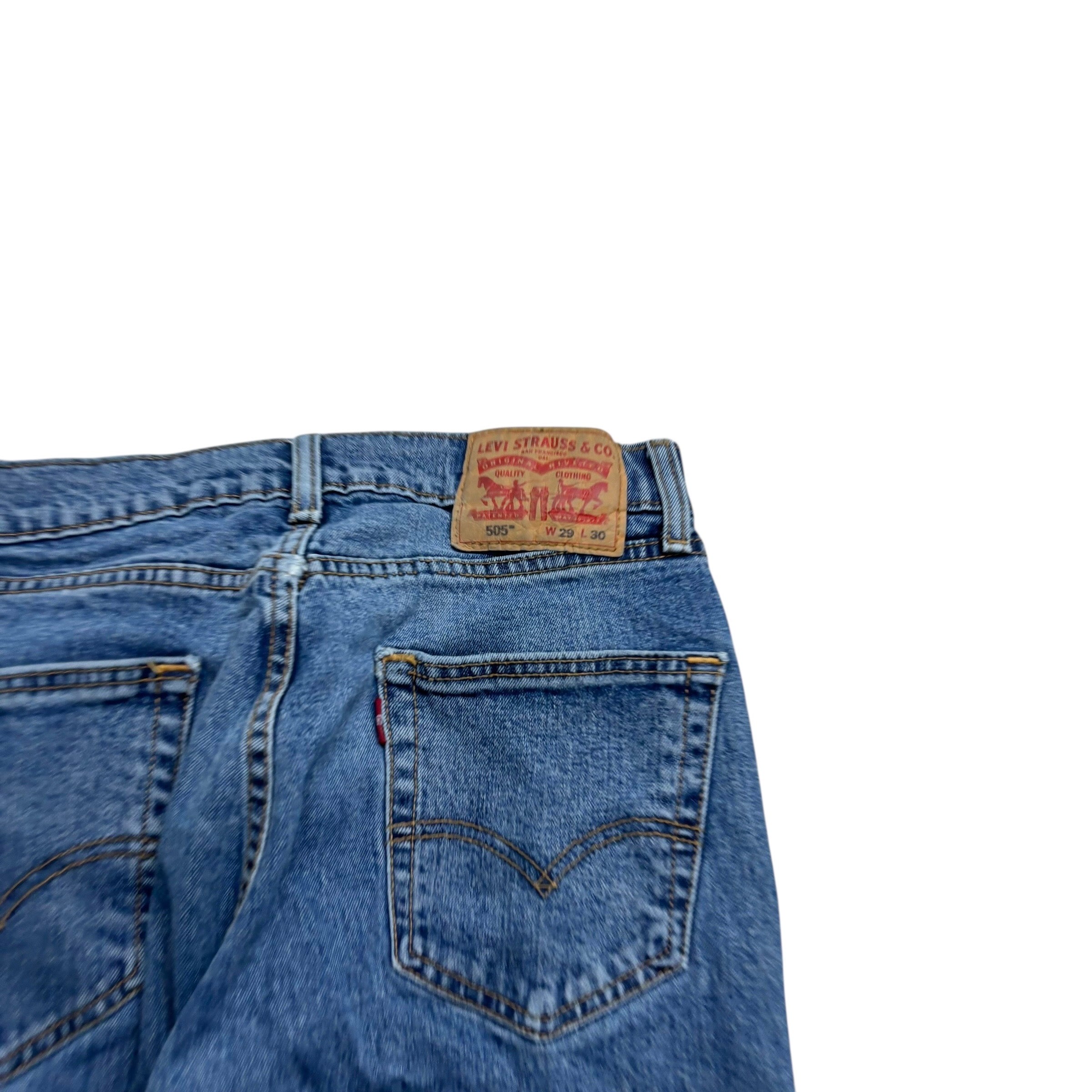 Levis 505 Jeans W27 L30 Mens Mid Blue Regular Straight Fit Stretch Denim