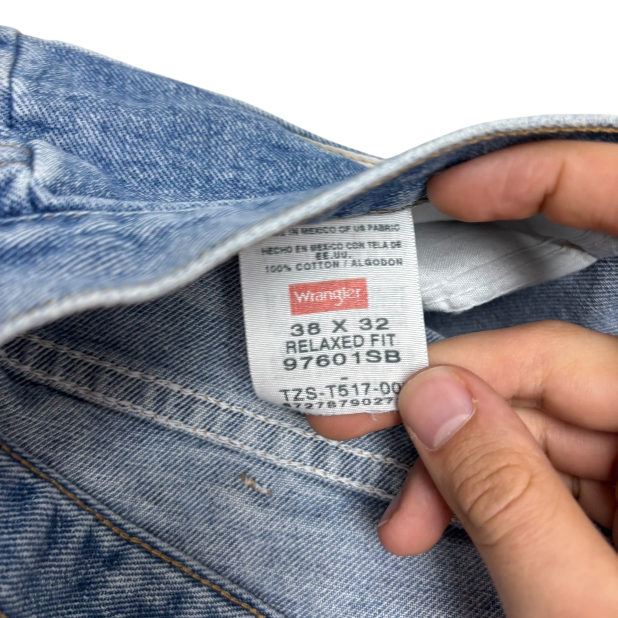 Wrangler Jeans W38 L32 Mens Light Blue Baggy Relaxed Straight Fit Denim (E)