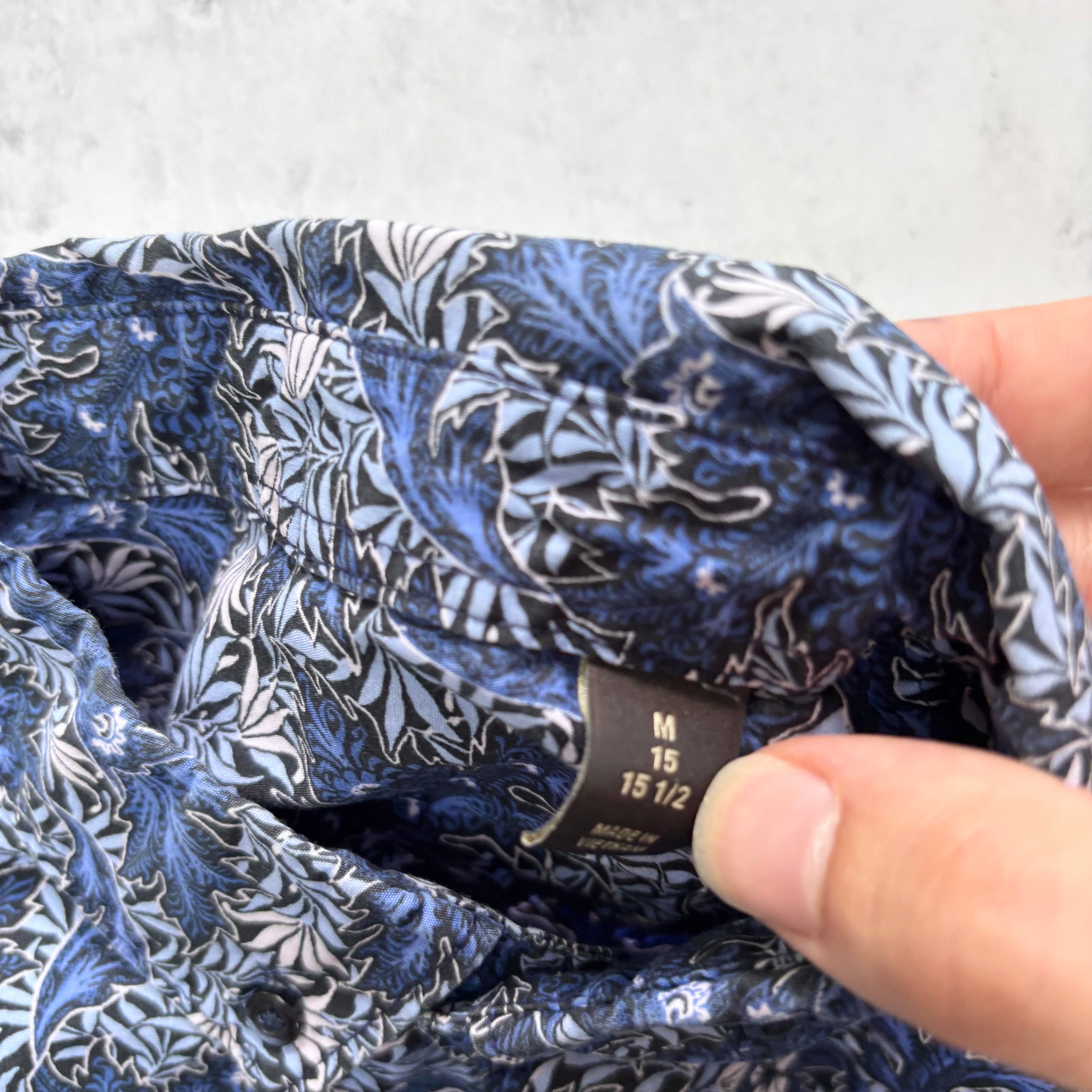 Hawaiian Shirt Mens Medium Blue Floral Aloha Short Sleeve (E)