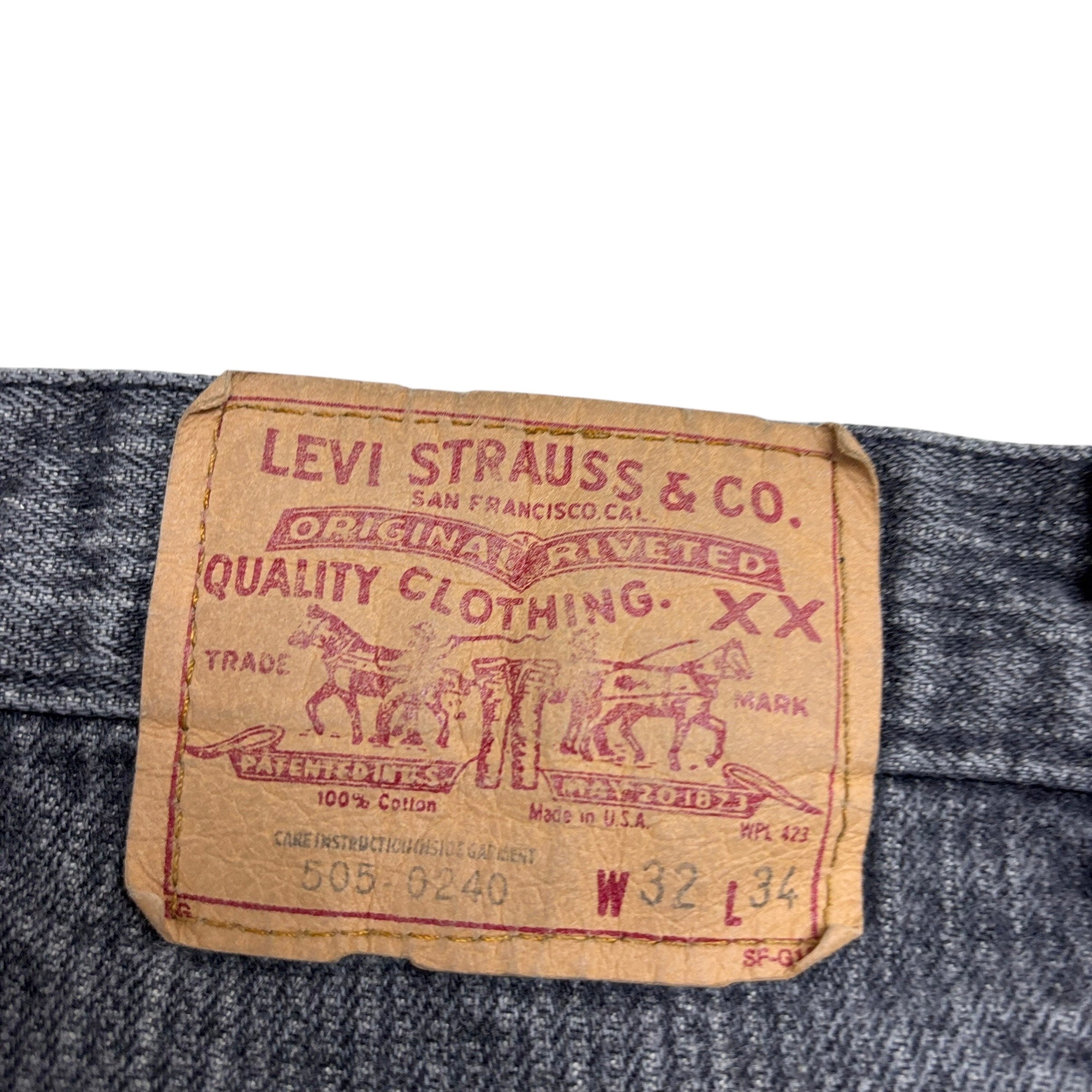 Levis 505 Jeans W31 L34 Mens Grey Slim Straight Fit Made In USA Vintage 80s