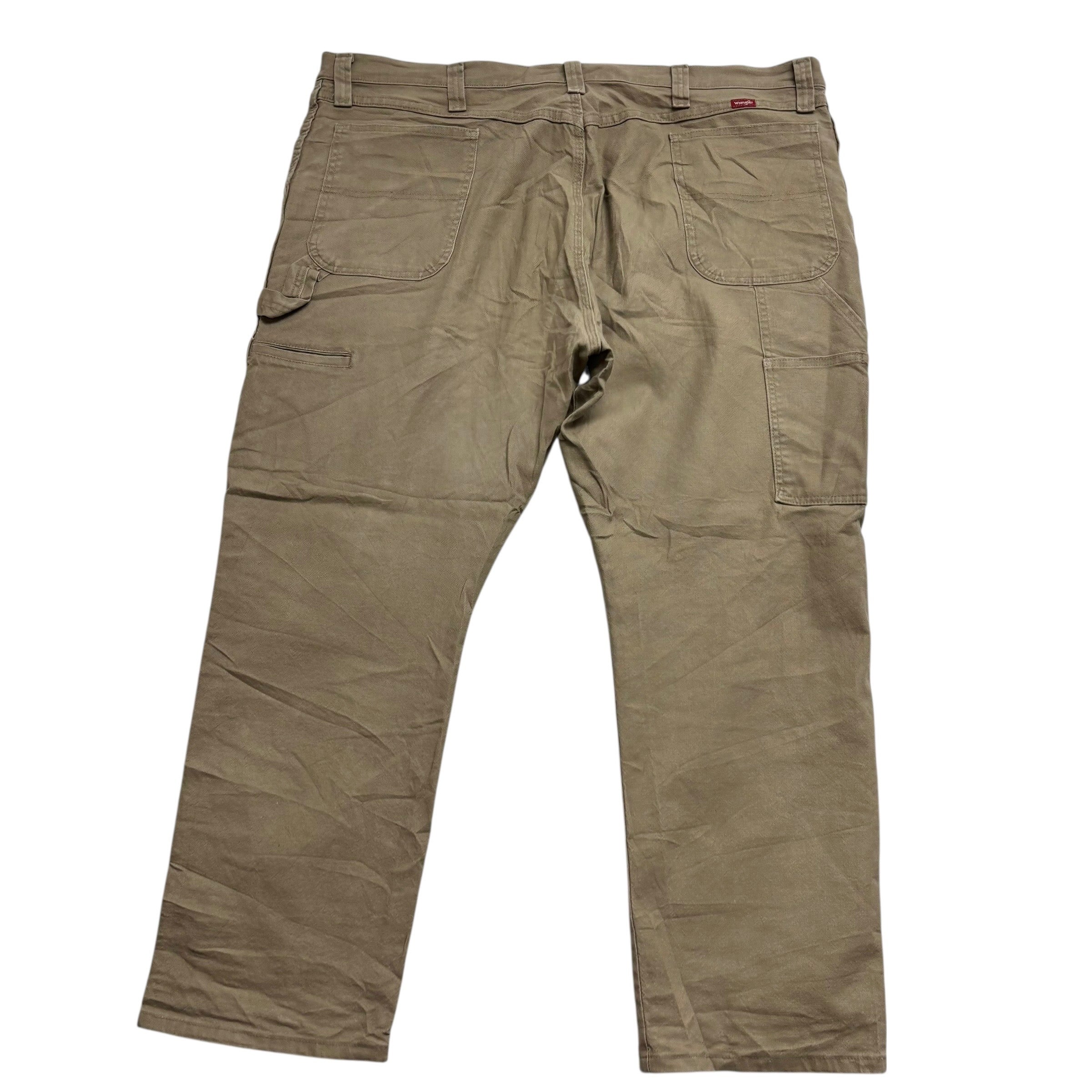 Wrangler Carpenter Pants W46 L30 Mens Beige Relaxed Straight Fit Stretch
