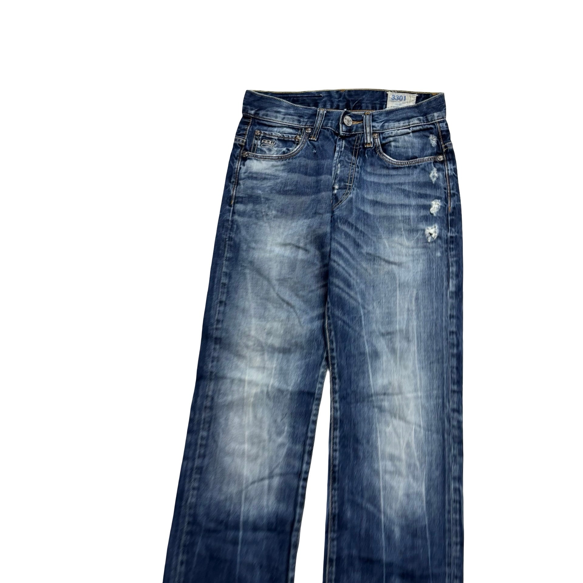 G Star Raw 3301 Straight Jeans W26 L31 Mens Mid Blue Regular Fit Denim