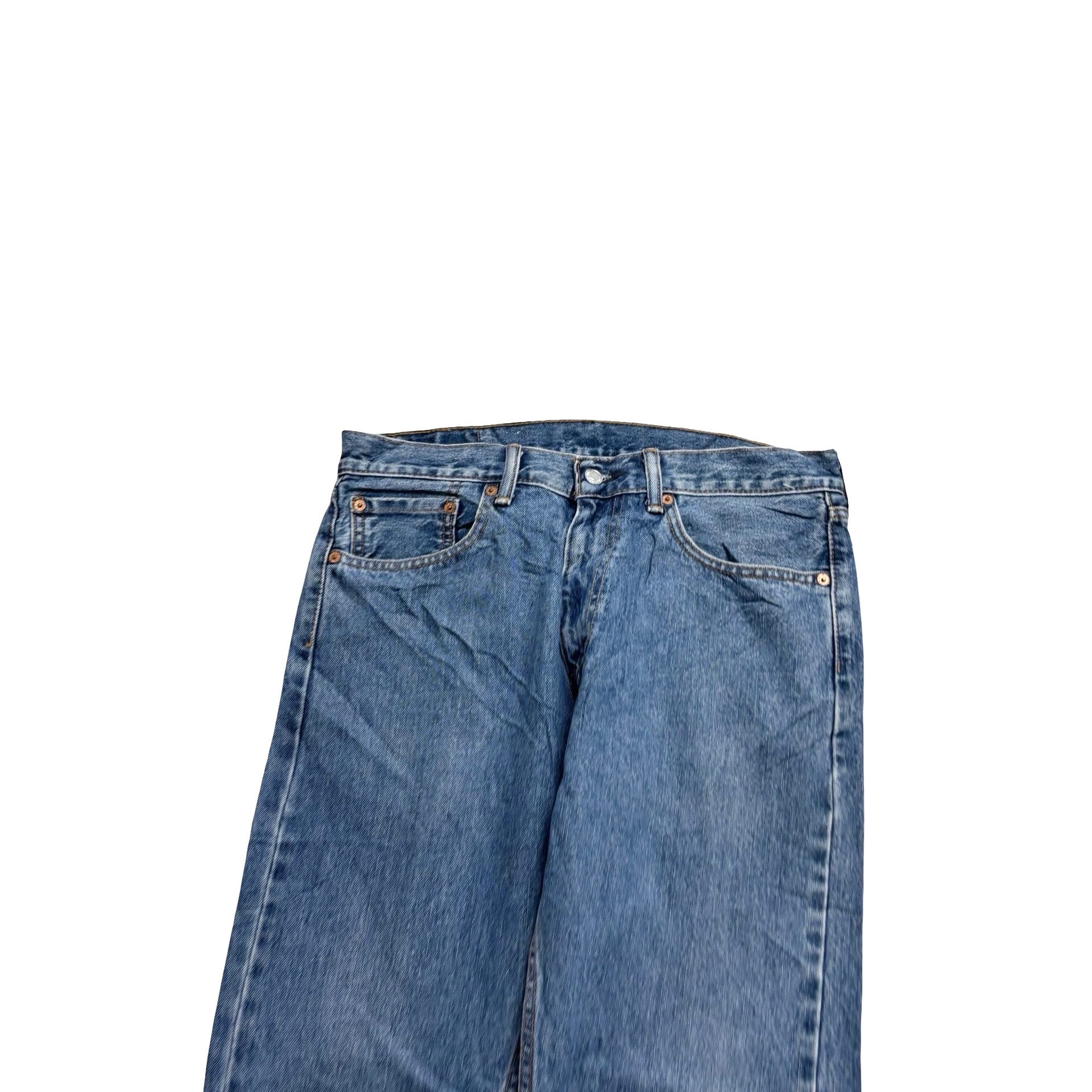 Levis 505 Jeans W32 L32 Mens Mid Blue Regular Straight Fit Denim (E)