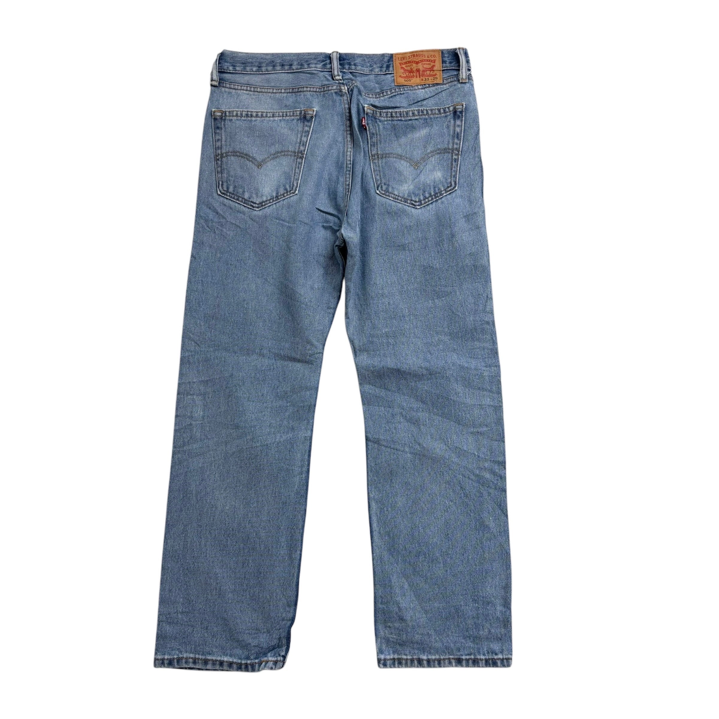 Levis 505 Jeans W33 L29 Mens Light Blue Regular Straight Fit Denim