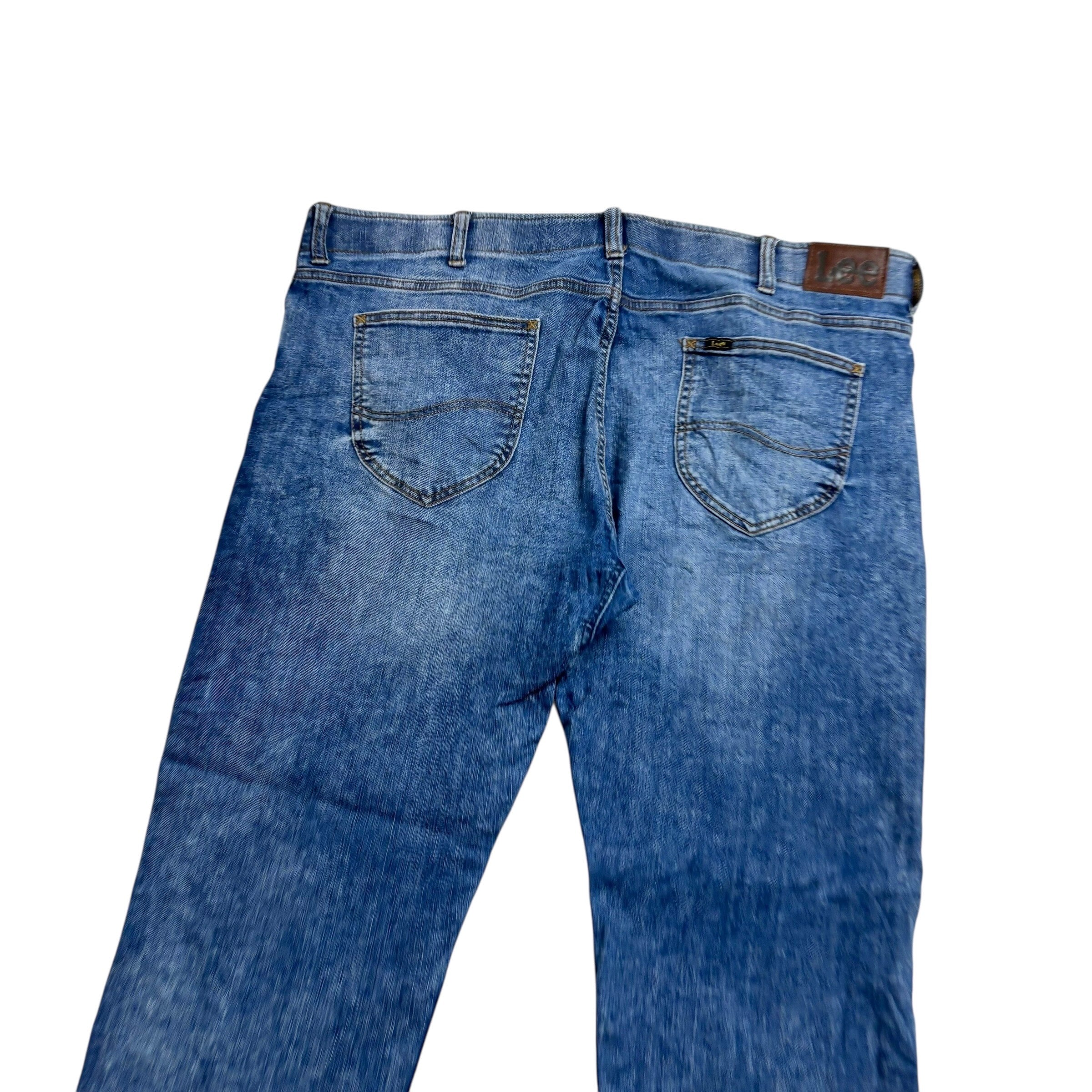 Lee Jeans W42 L30 Mens Slim Straight Fit Mid Blue Stretch Denim (E)
