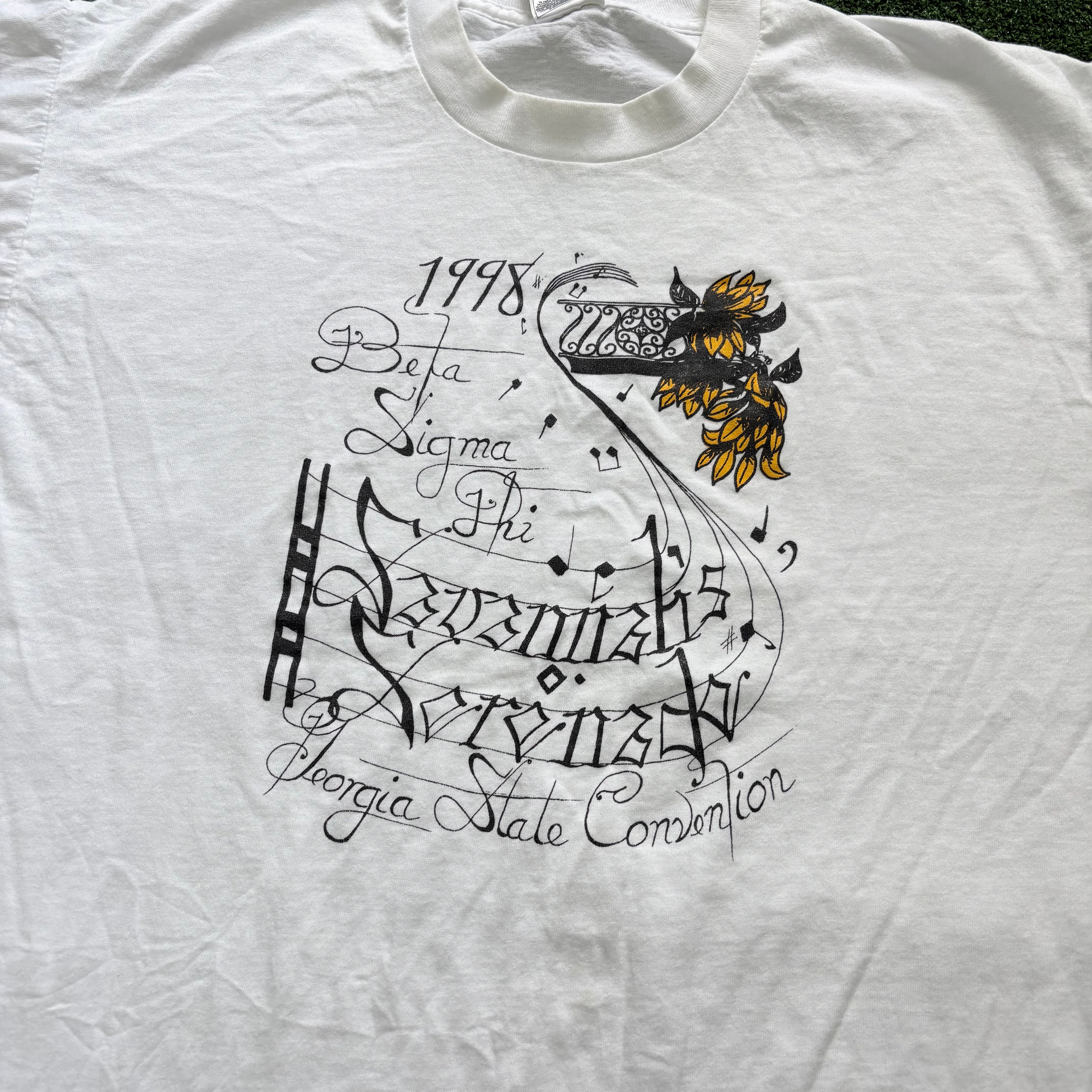 Vintage T Shirt Mens Large White Single Stitch Graphic Print 90s USA (E)