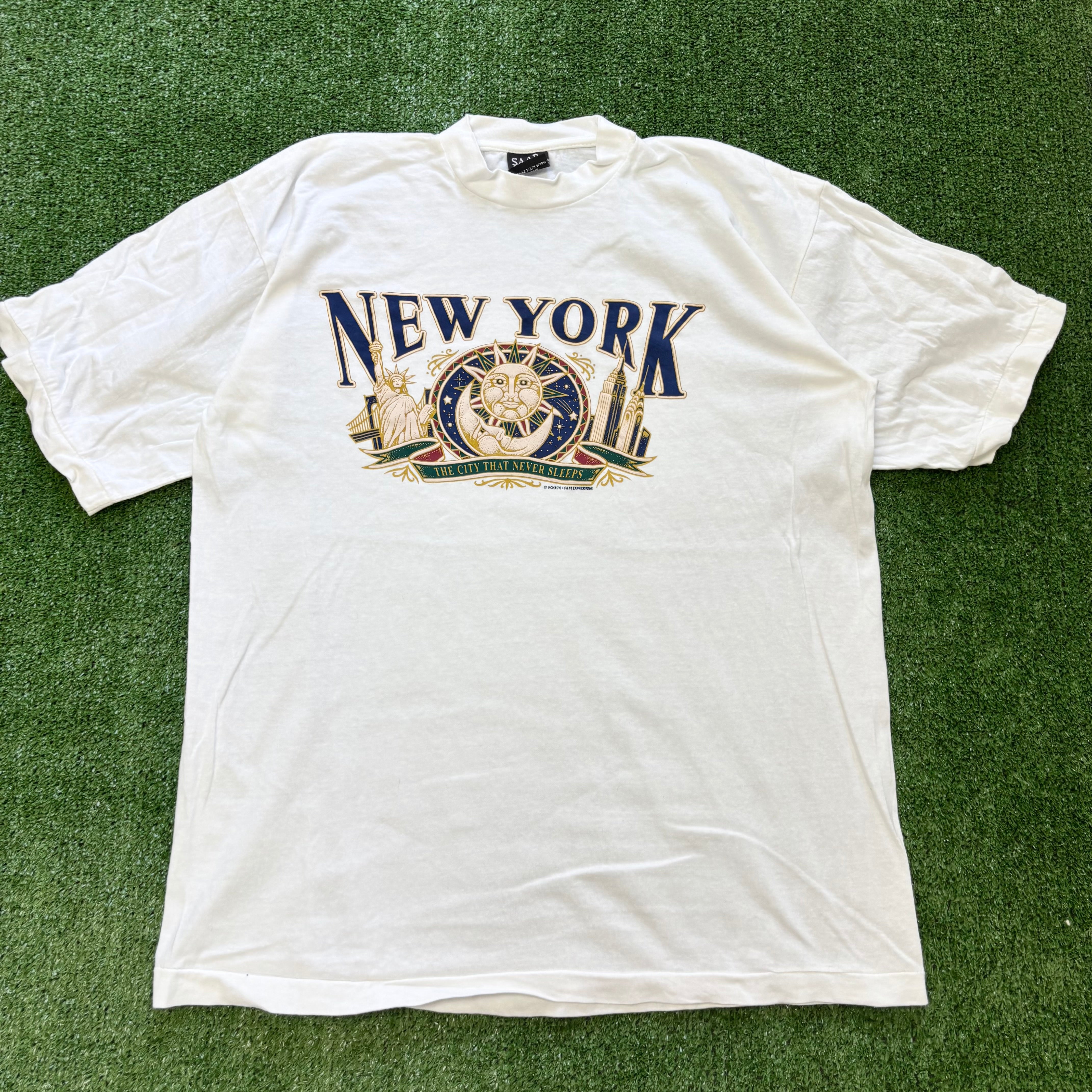 Vintage T Shirt Mens Large White Single Stitch Graphic Print 90s USA (E)