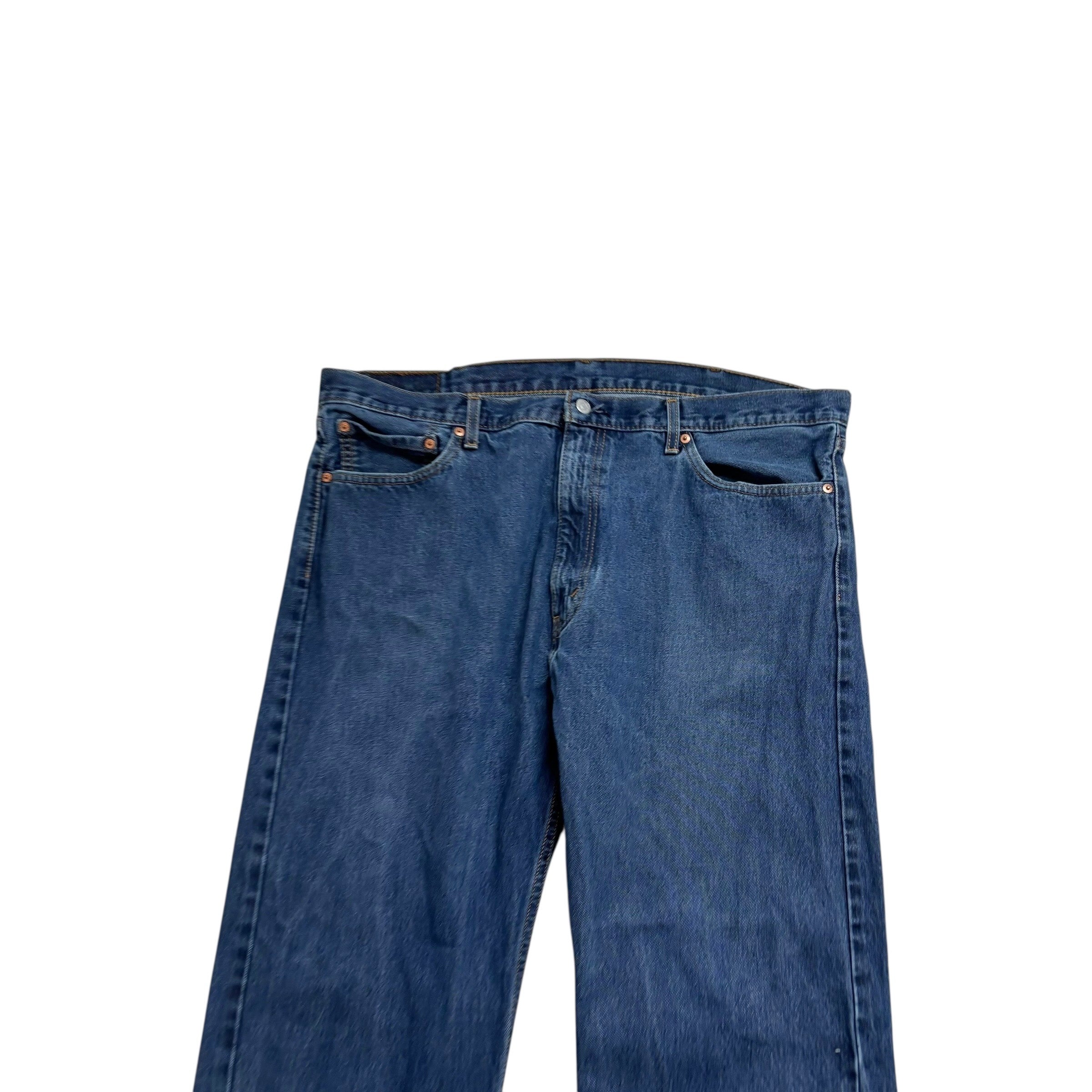 Levis 505 Jeans W42 L32 Mens Mid Blue Regular Straight Fit Denim (E)