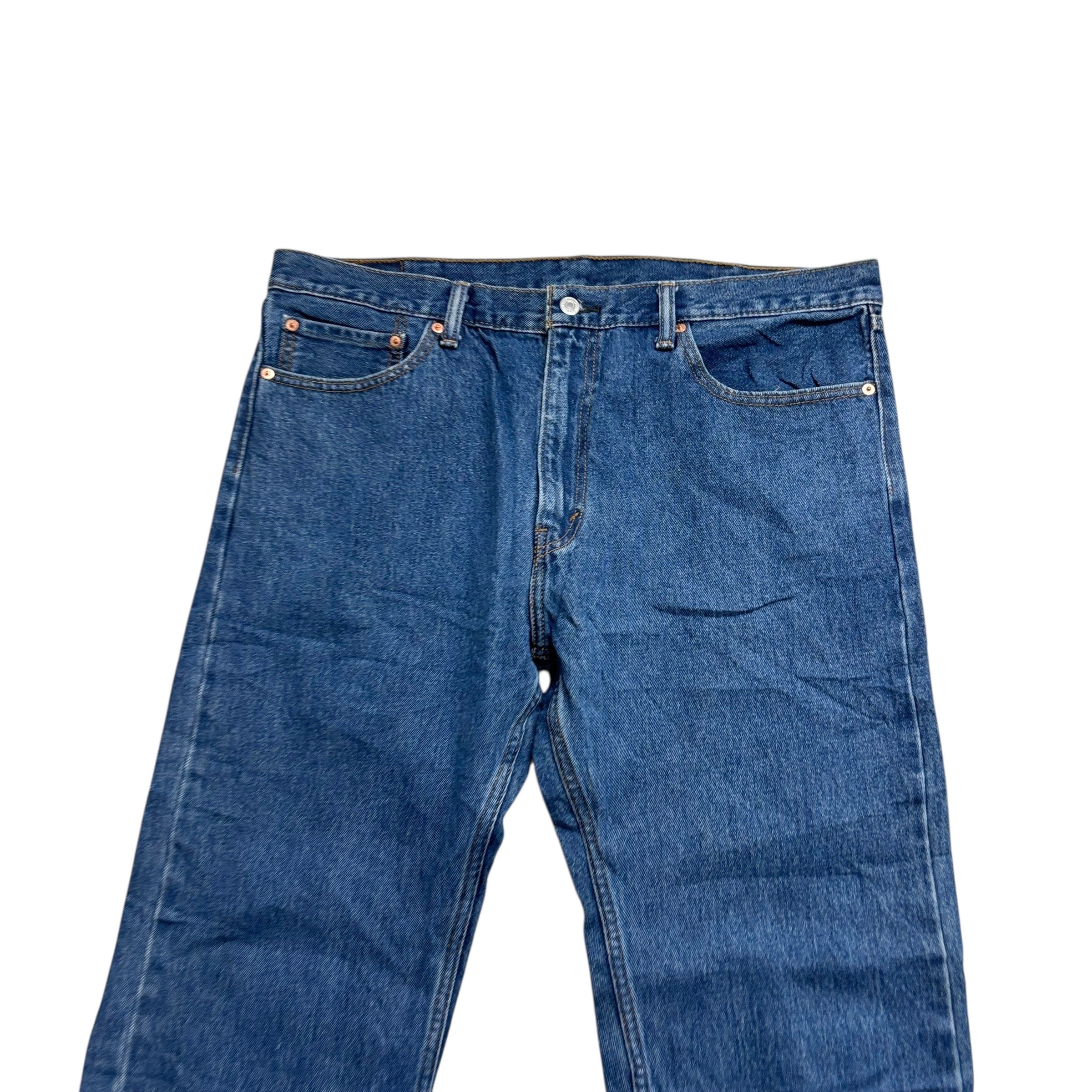 Levis 505 Jeans W38 L32 Mens Mid Blue Regular Straight Fit Vintage Denim (E)