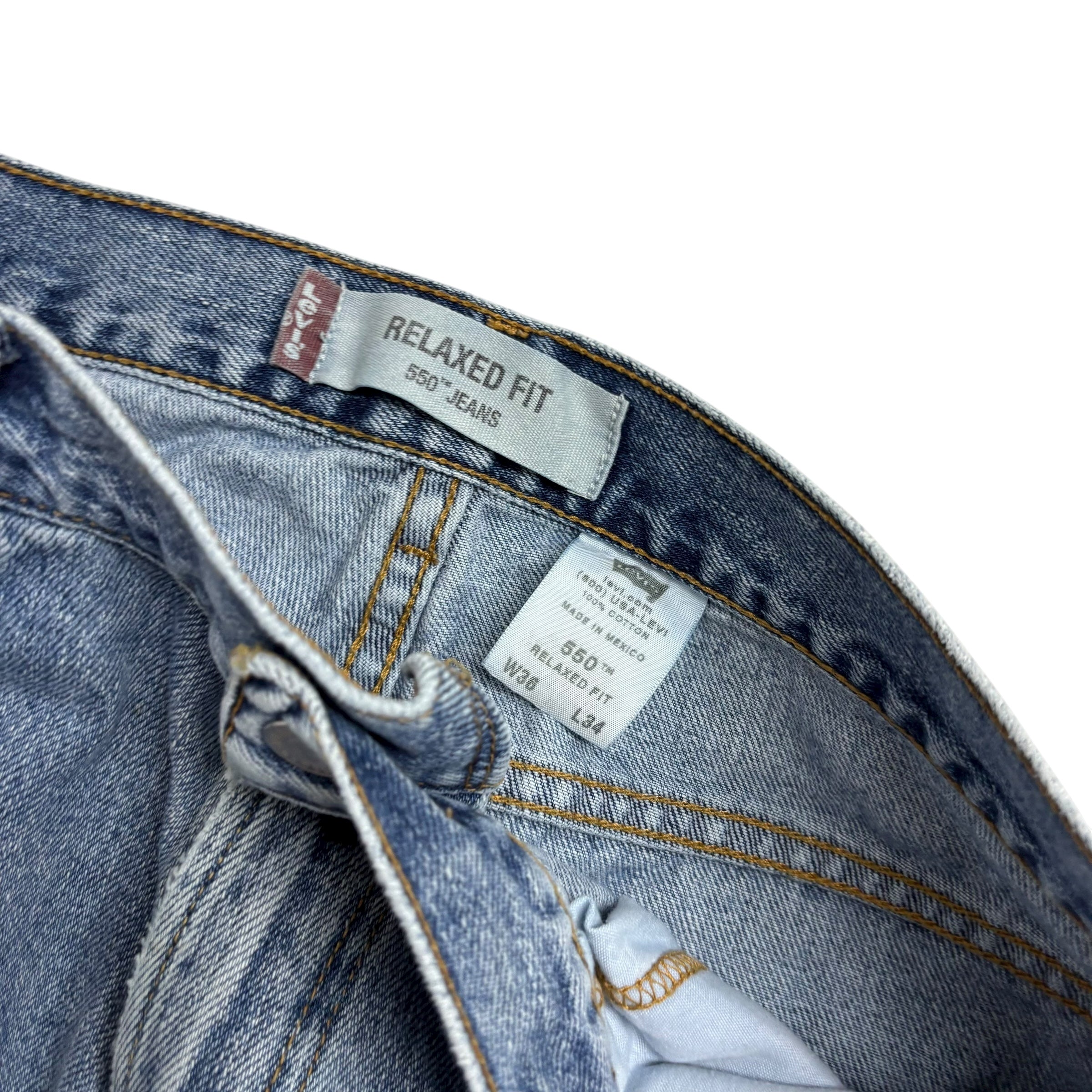 Levis 550 Jeans W34 L34 Mens Mid Blue Baggy Relaxed Straight Vintage Denim (F)