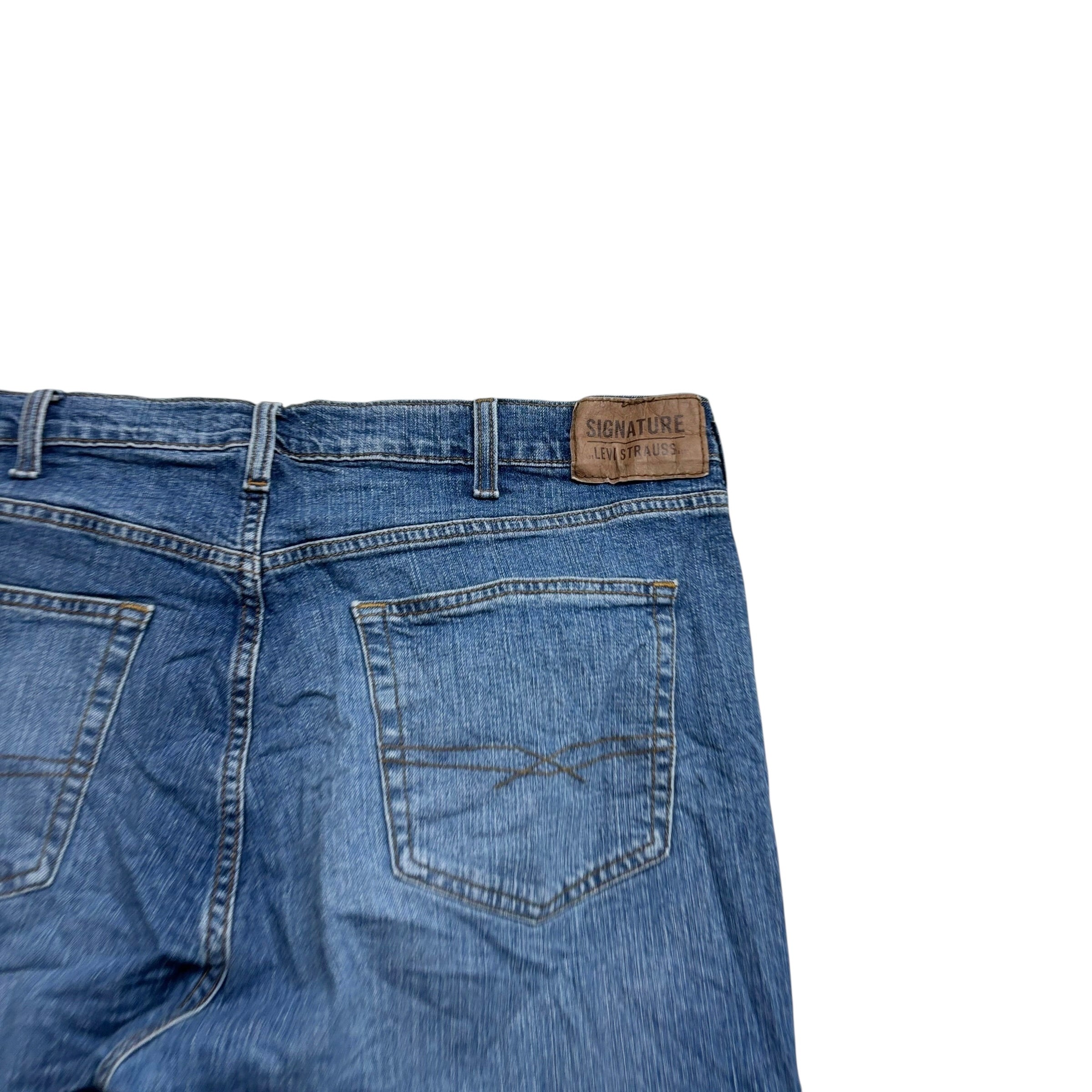 Levis Signature Jeans W38 L34 Mens Mid Blue Regular Bootcut Fit Stretch (E)