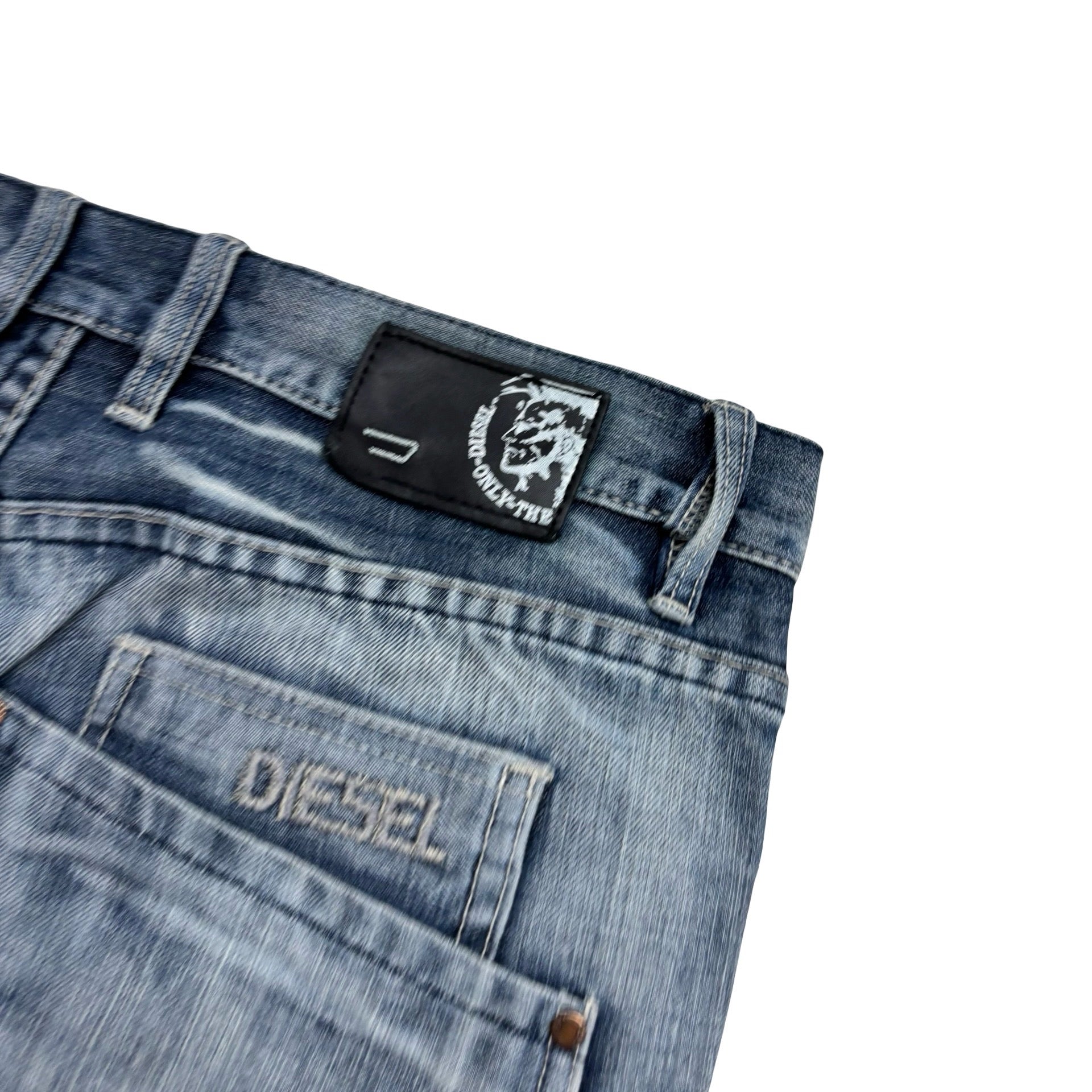 Diesel Roody Jeans W34 L33 Mens Mid Blue Relaxed Straight Fit Denim