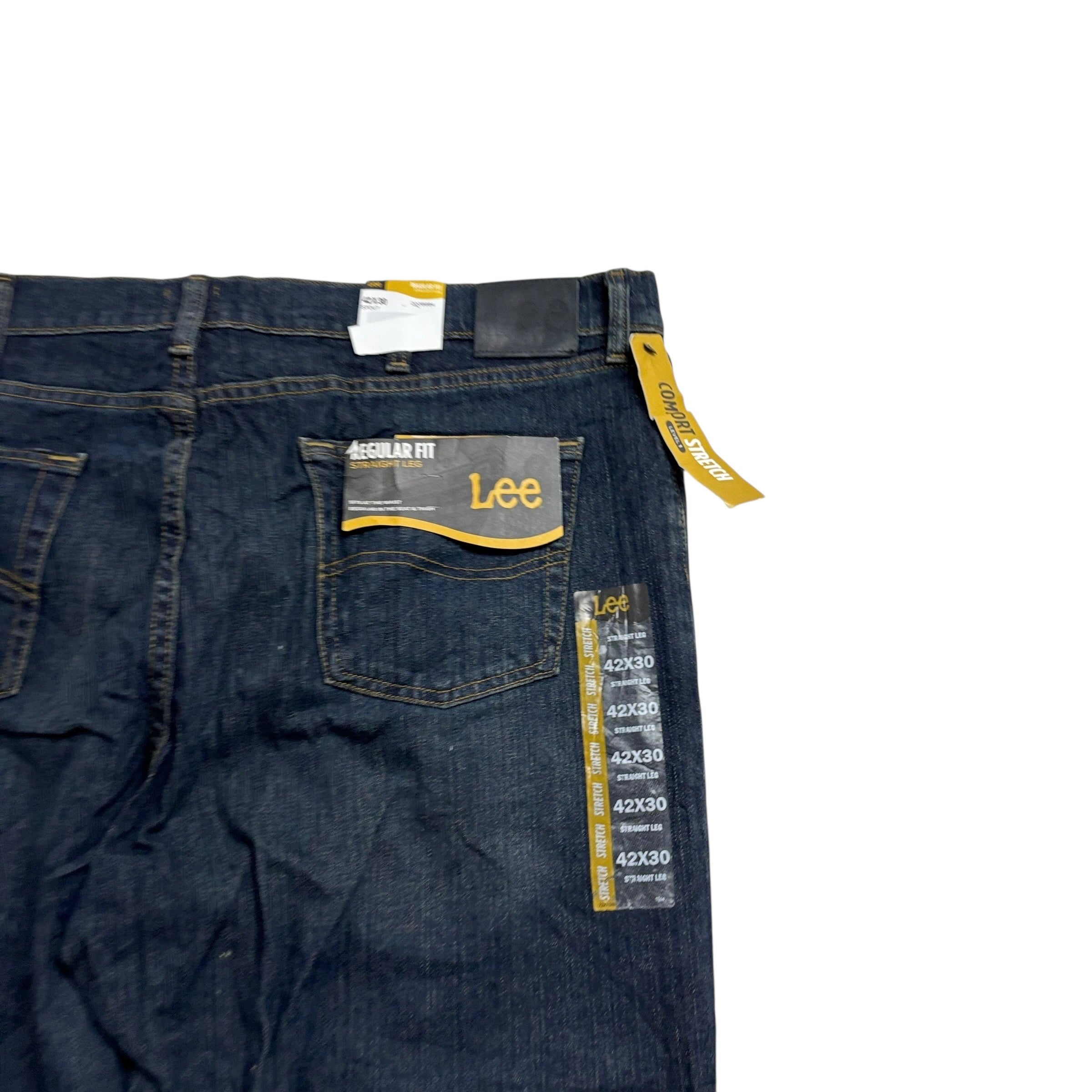 Lee Jeans W42 L30 Mens Dark Blue Regular Straight Fit Stretch Denim (E)