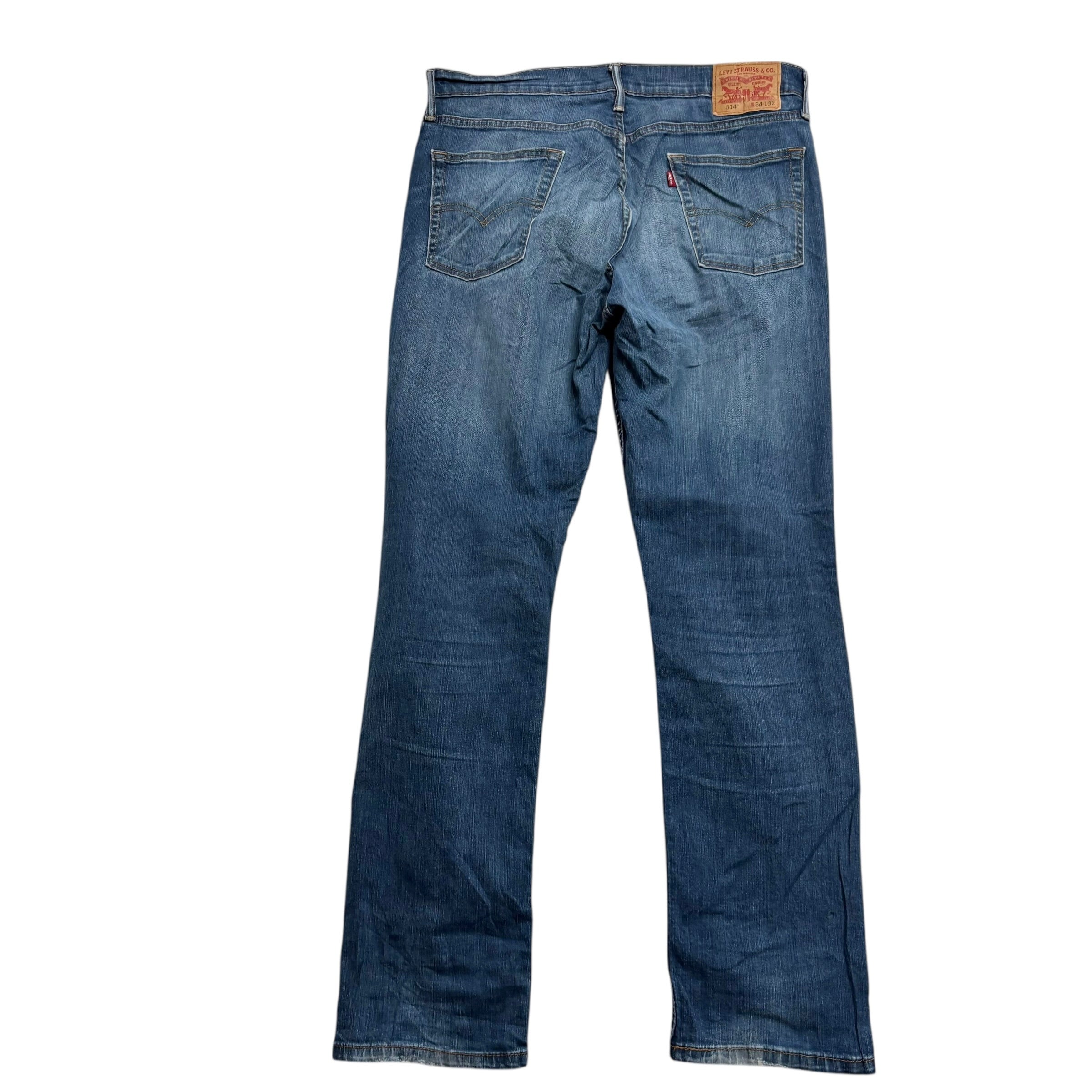 Levis 514 Jeans W34 L32 Mens Mid Blue Regular Straight Fit Stretch Denim