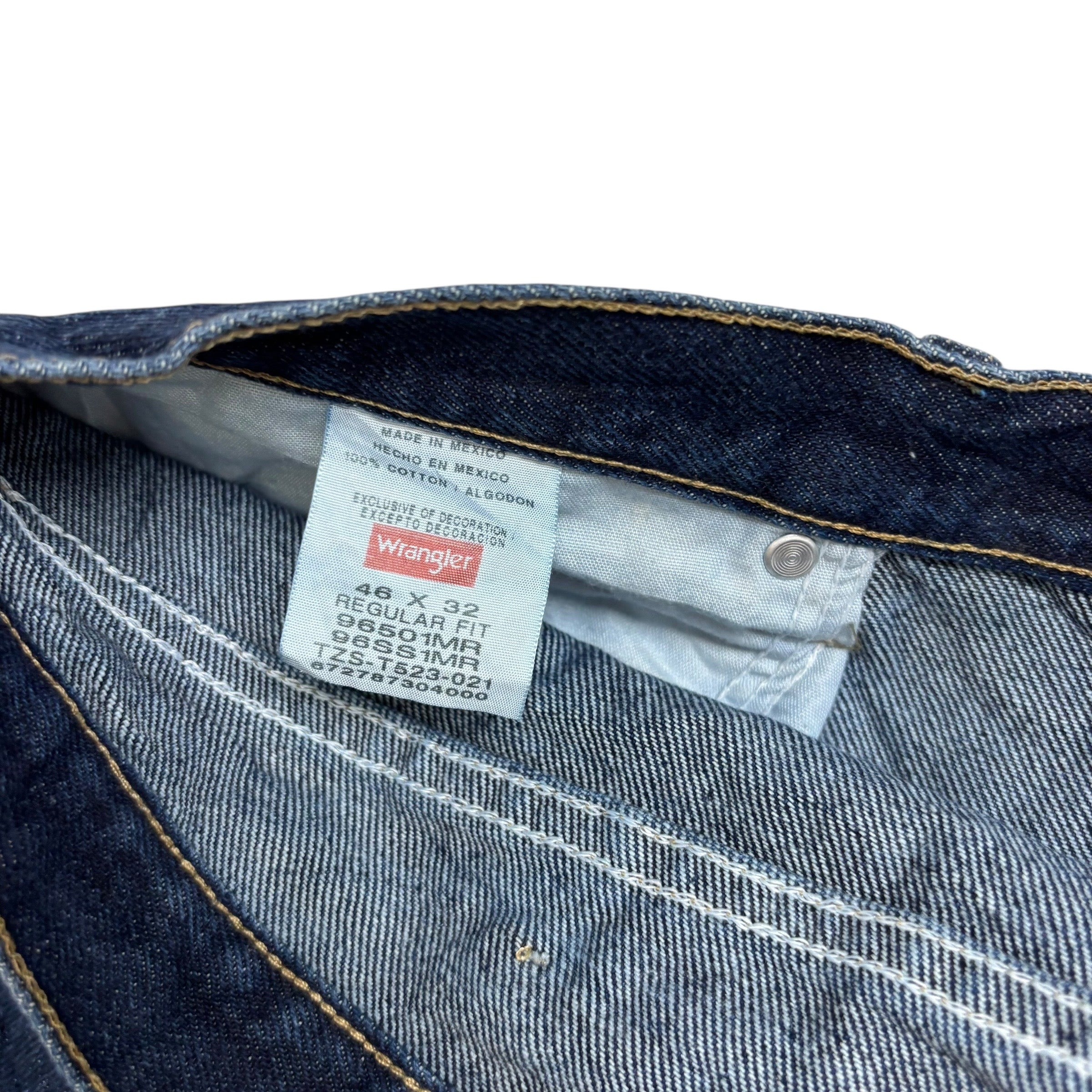 Wrangler Jeans W46 L30 Mens Dark Blue Regular Straight Fit Denim (E)