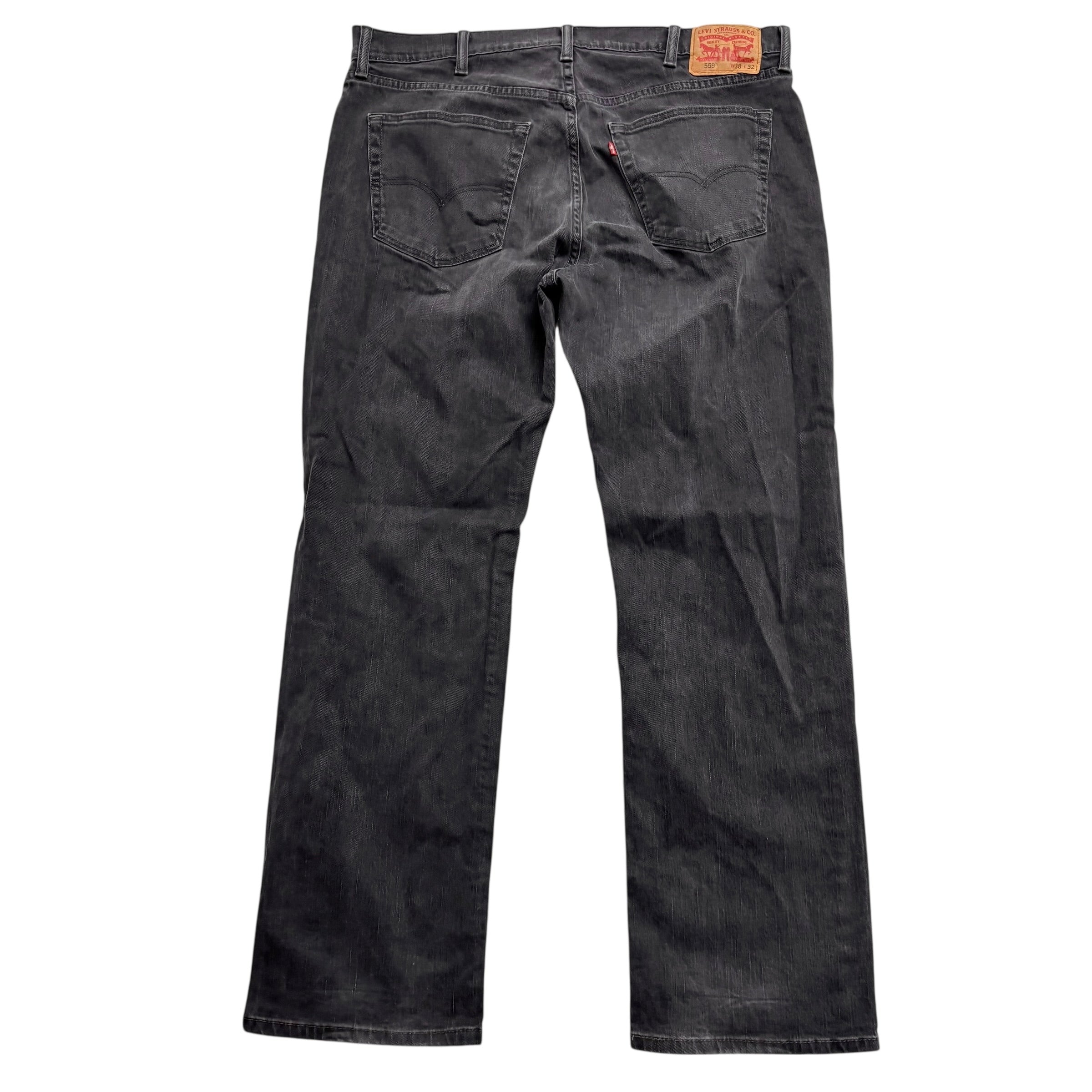 Levis 559 Jeans W38 L32 Mens Black Baggy Relaxed Straight Fit Stretch Denim