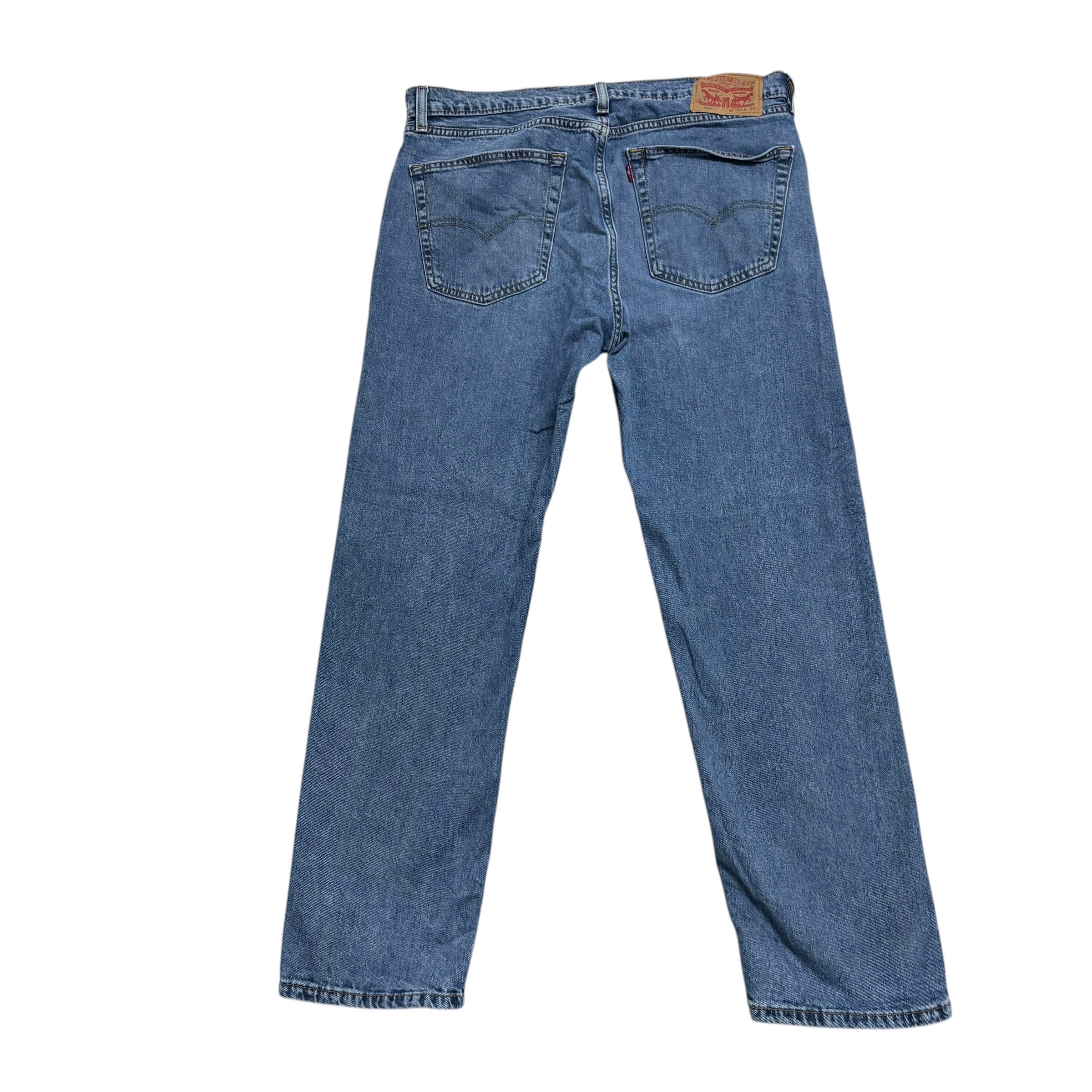 Levis 505 Jeans W35 L30 Mens Mid Blue Regular Straight Fit Stretch Denim (E)