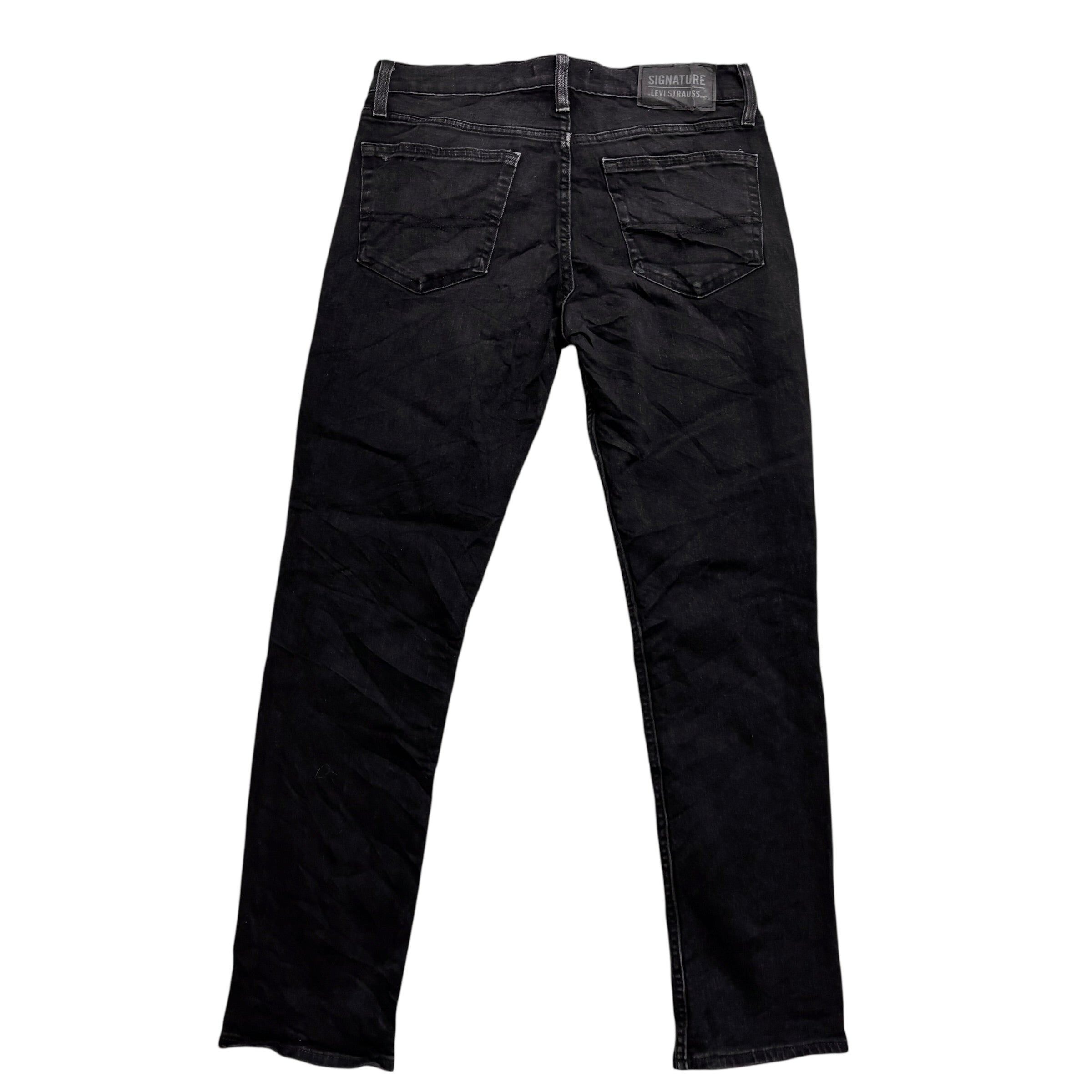 Levis Signature Jeans W32 L30 Mens Black Slim Fit Stretch Denim (E)