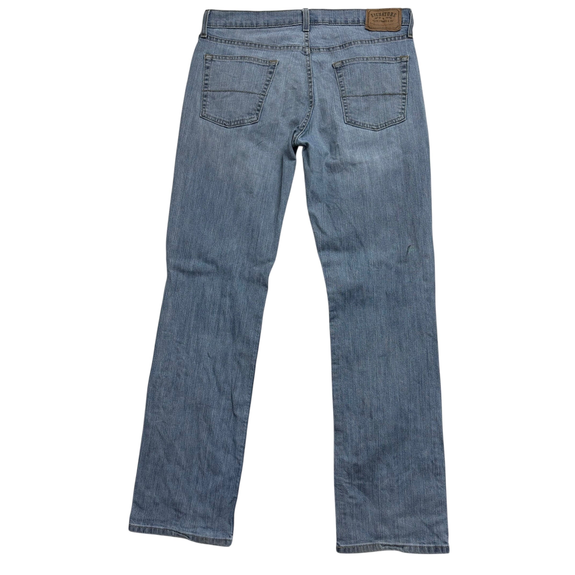 Levis Signature Jeans W34 L34 Mens Mid Blue Regular Straight Fit Denim