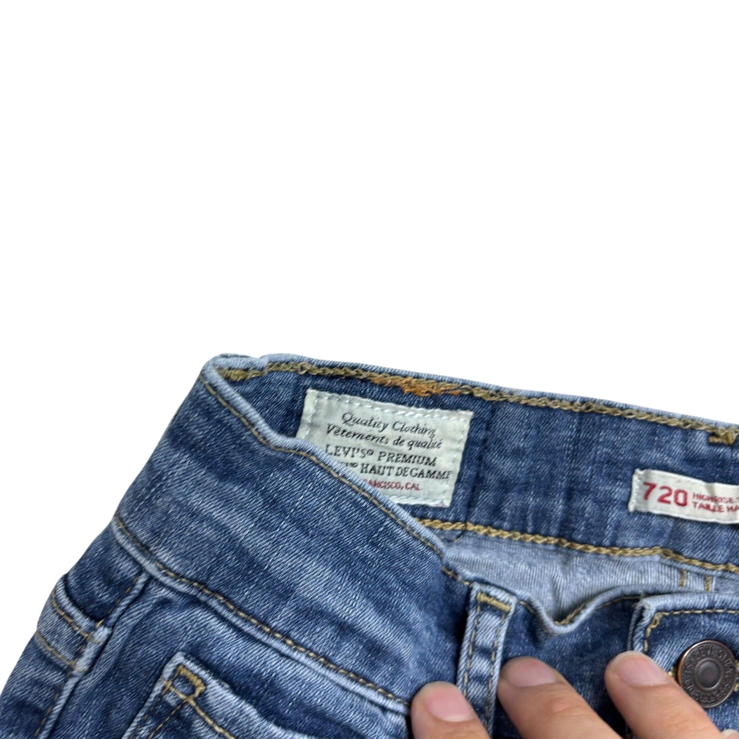 Levis 720 Jeans W23 L30 Womens High Rise Super Skinny Mid Blue Stretch (E)