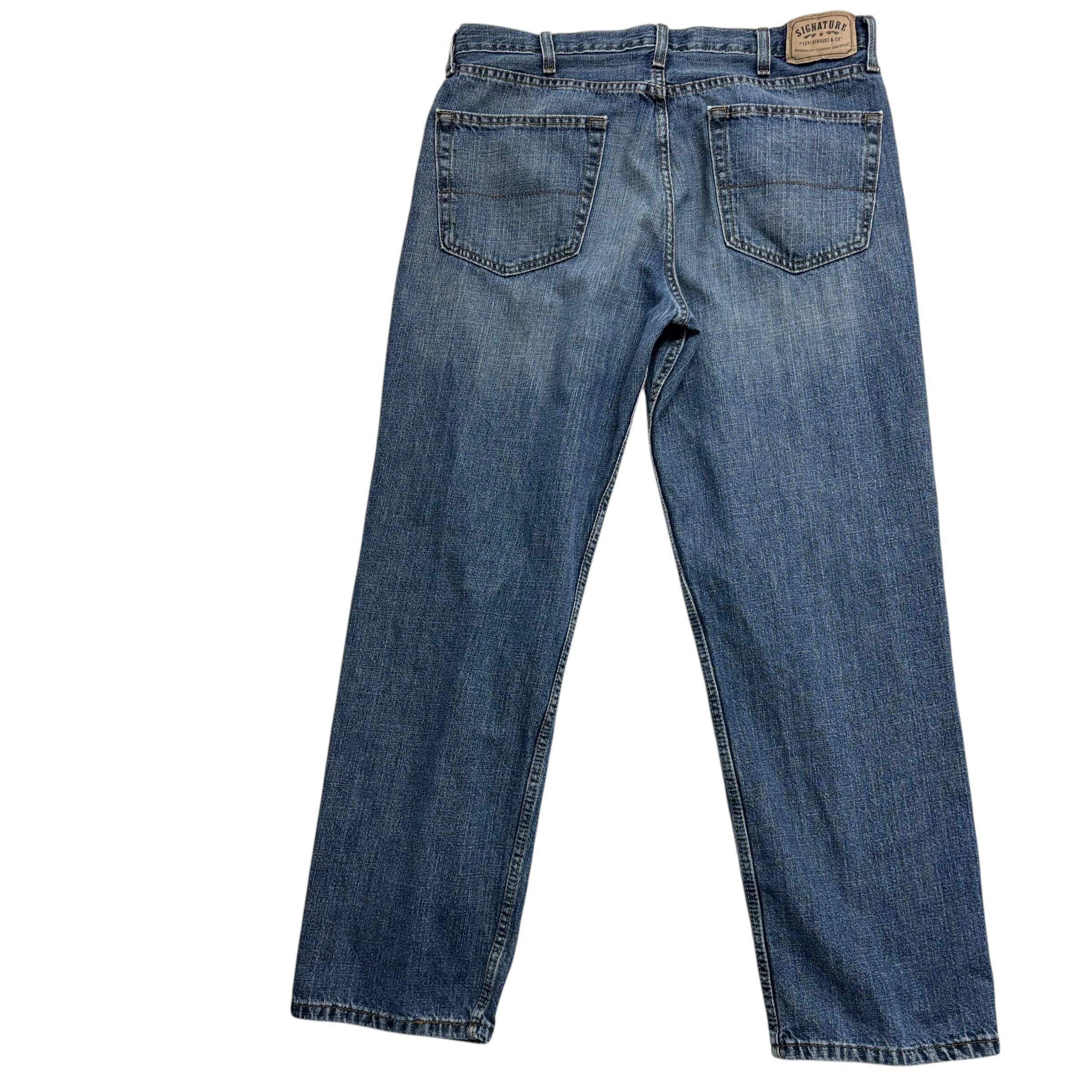 Levis Signature Jeans W38 L31 Mens Mid Blue Relaxed Straight Fit Vintage (E)