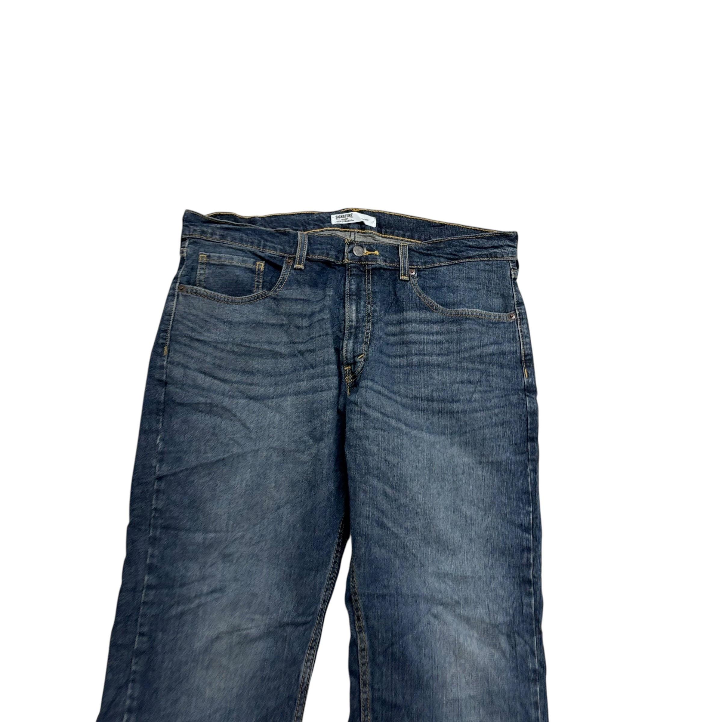Levis Signature Jeans W36 L29 Mens Dark Blue Relaxed Straight Fit Stretch (E)