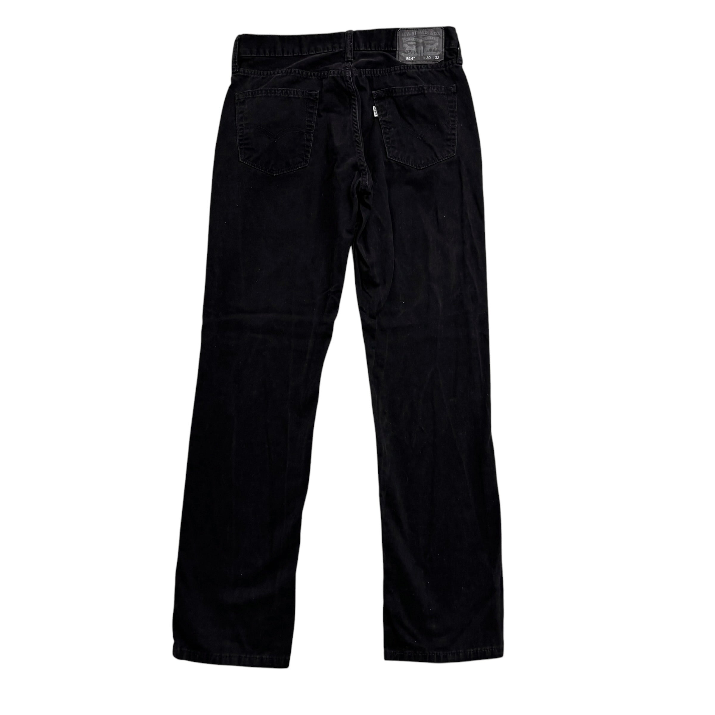 Levis 514 Trousers W30 L32 Mens Black Regular Straight Fit Cotton Pants (E)