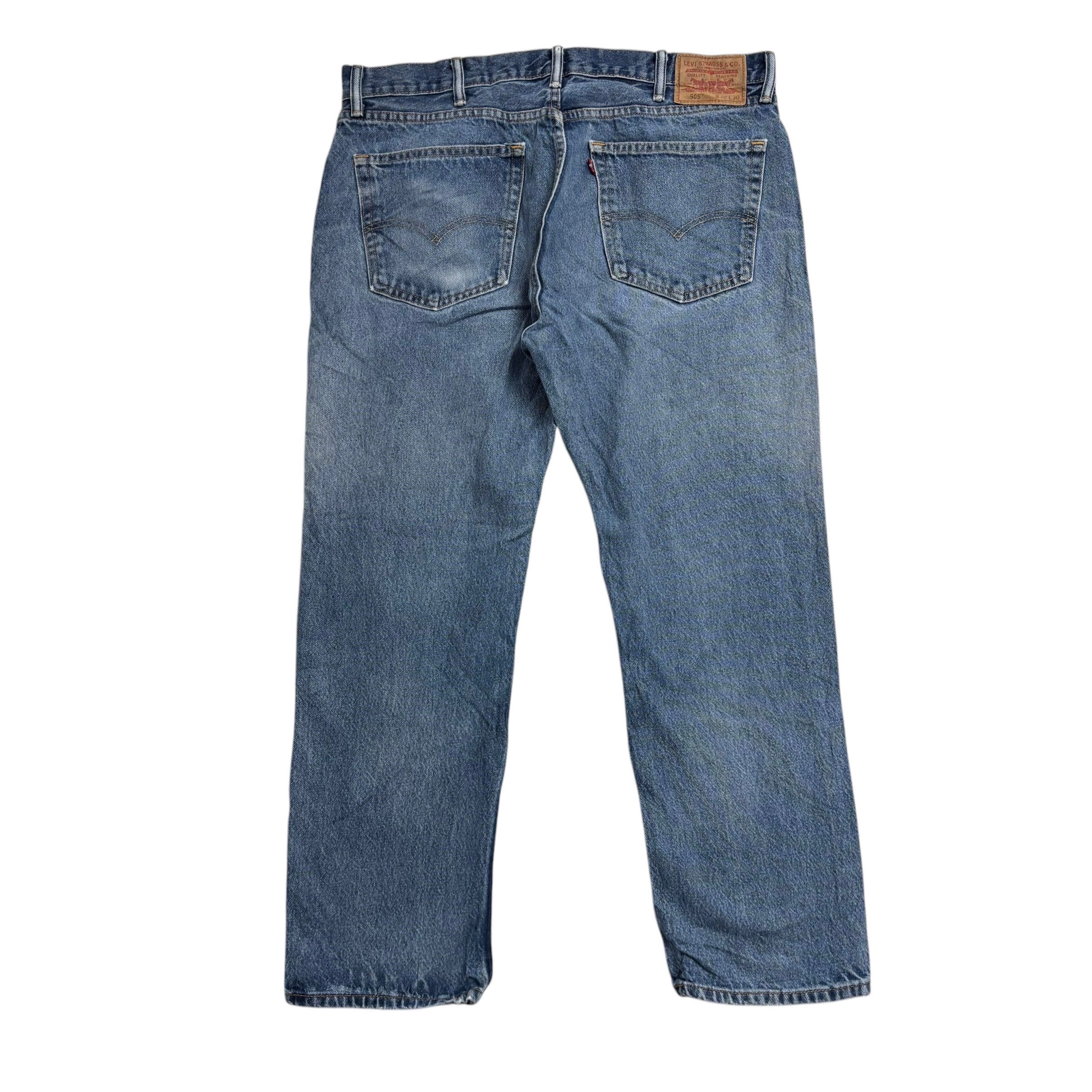 Levis 505 Jeans W38 L30 Mens Mid Blue Regular Straight Fit Vintage Denim