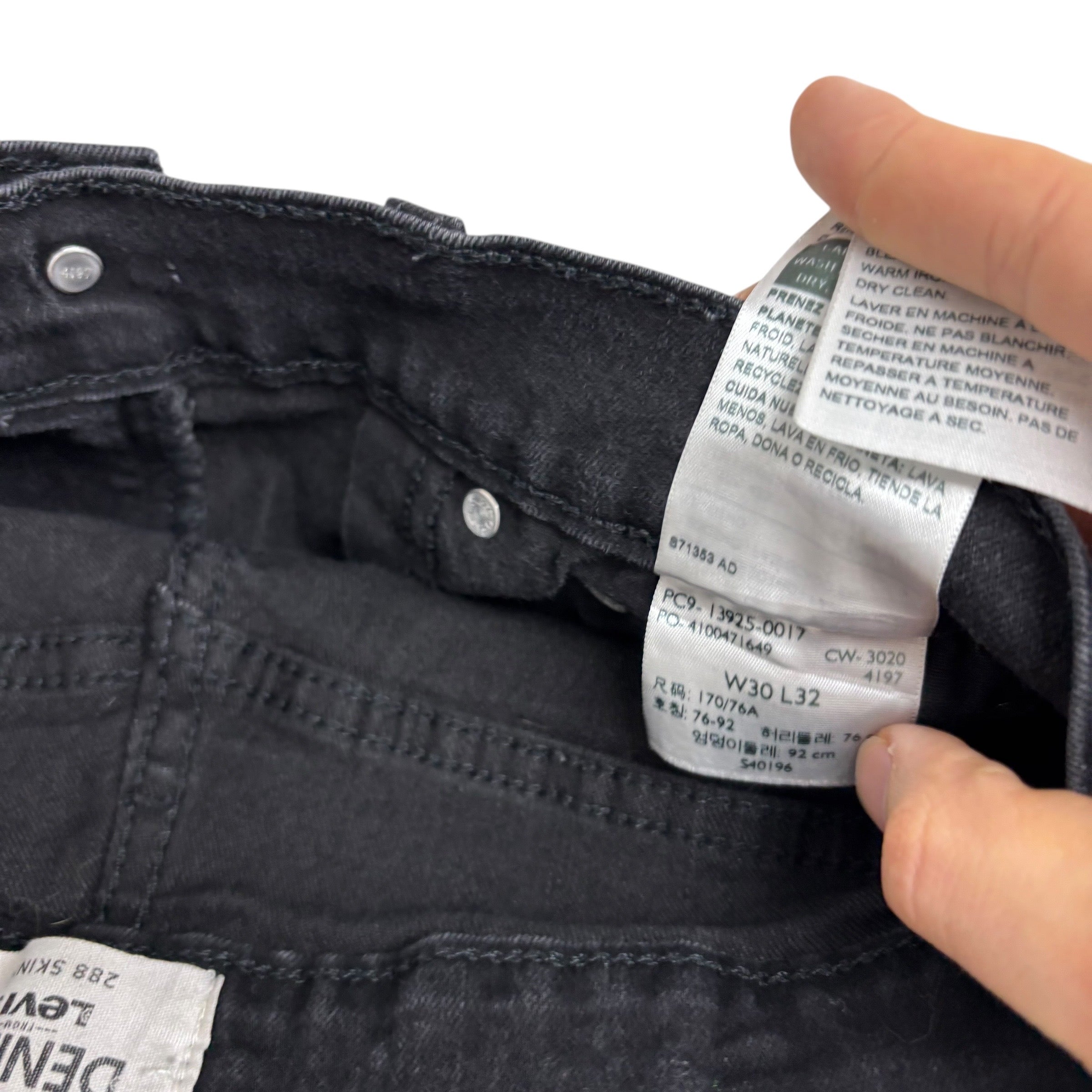 Levis Denizen Jeans W29 L32 Mens Black Skinny Fit Stretch Denim