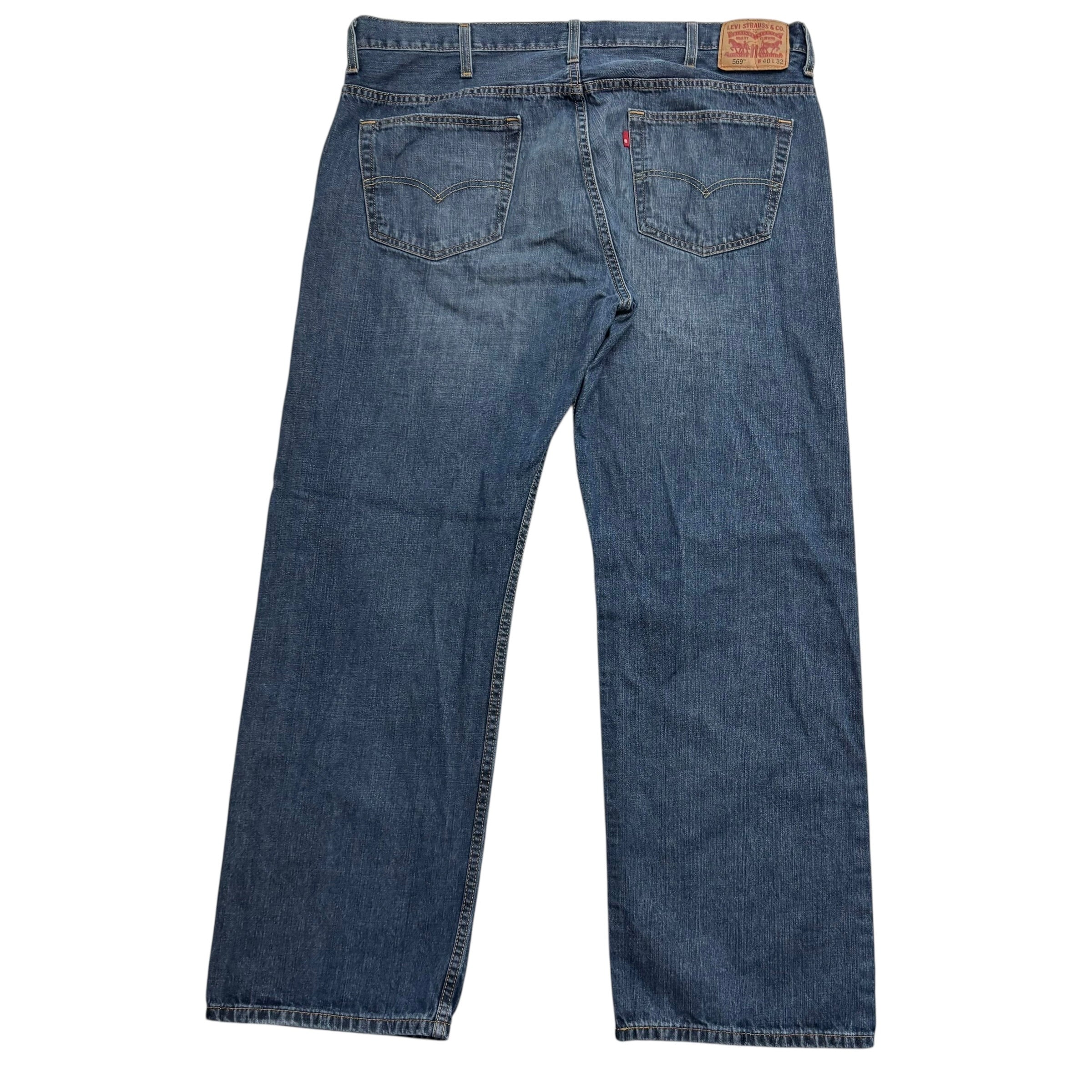 Levis 569 Jeans W40 L32 Mens Mid Blue Baggy Relaxed Straight Fit Denim (E)