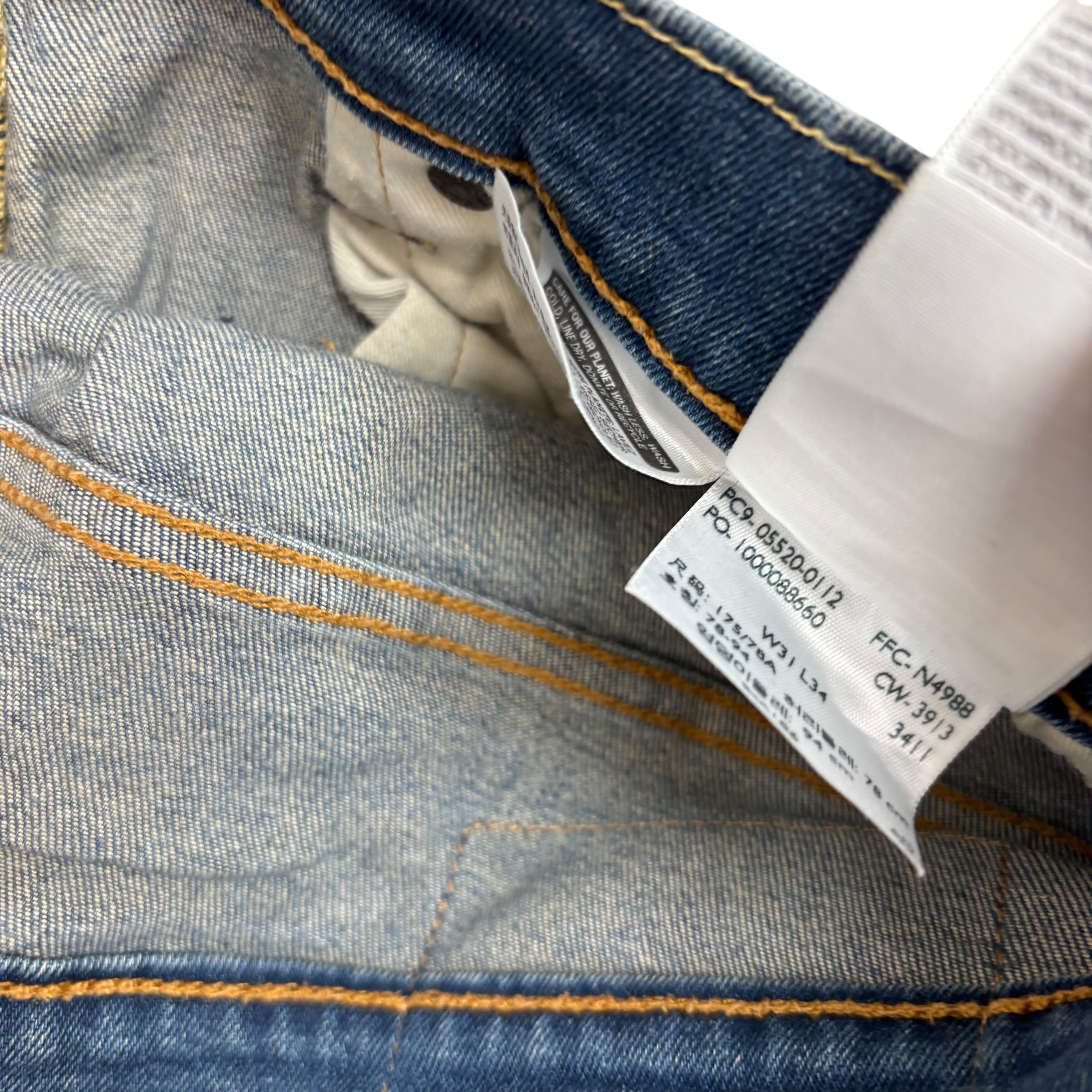 Levis 520 Jeans W32 L34 Mens Mid Blue Extreme Tapered Fit Stretch Denim (E)