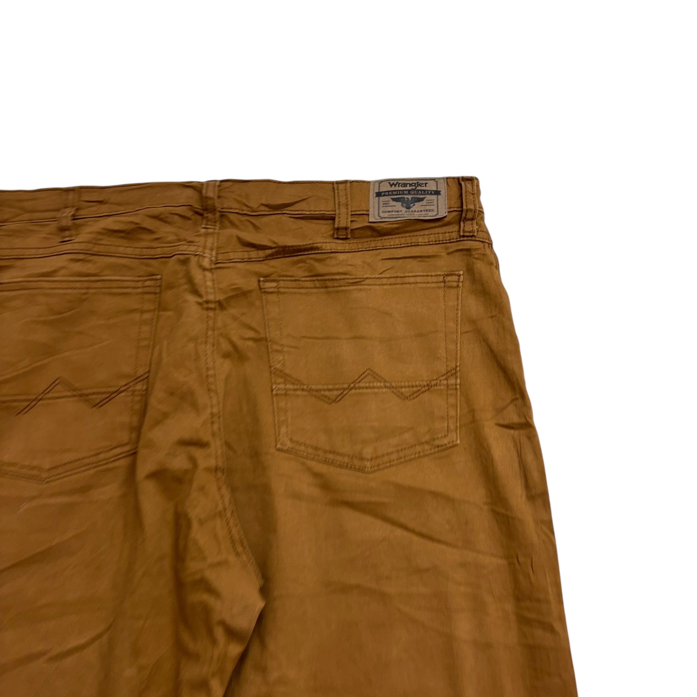 Wrangler Trousers W38 L30 Mens Brown Regular Straight Fit Stretch Cotton Pants (E)