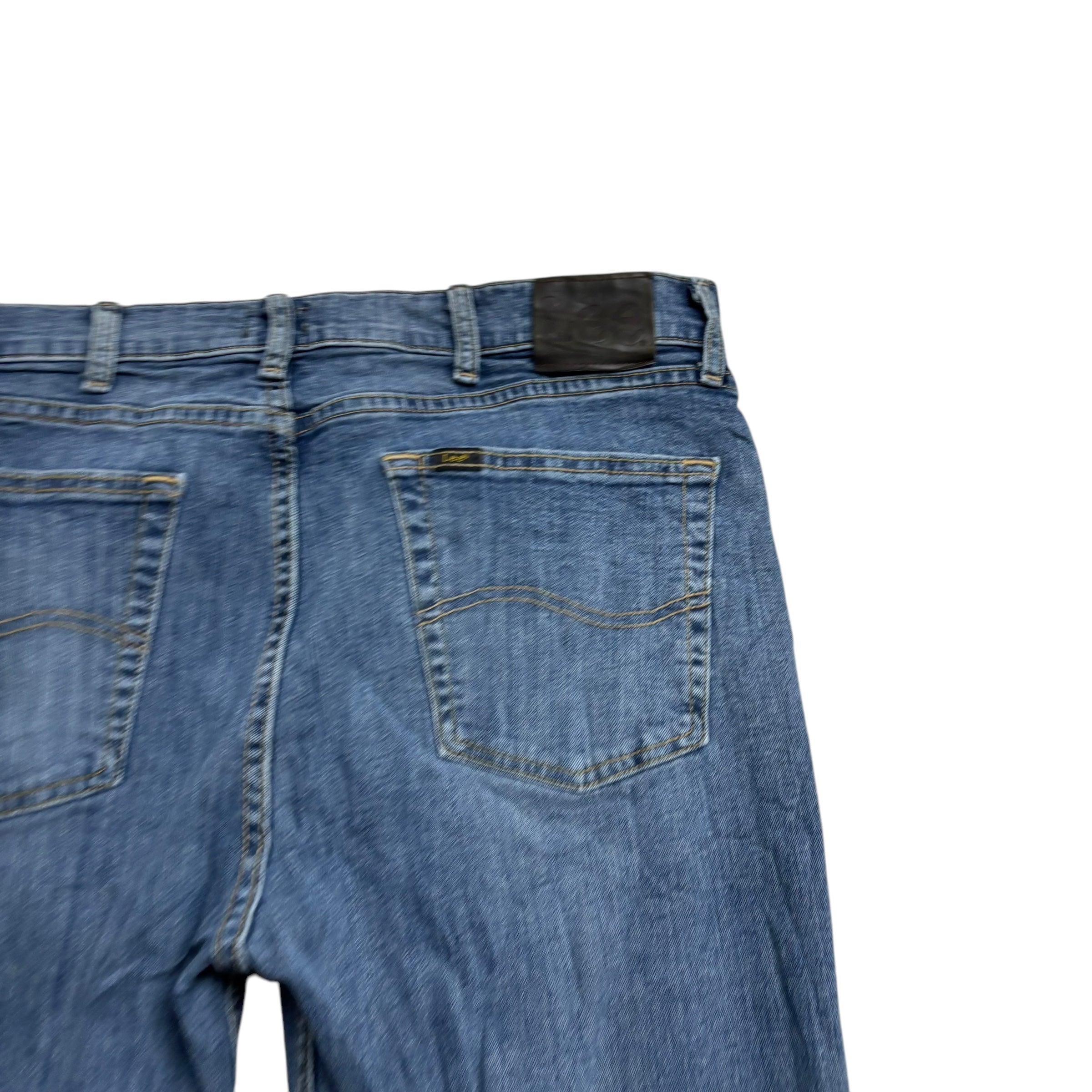 Lee Jeans W35 L32 Mens Mid Blue Regular Straight Fit Stretch Denim (E)