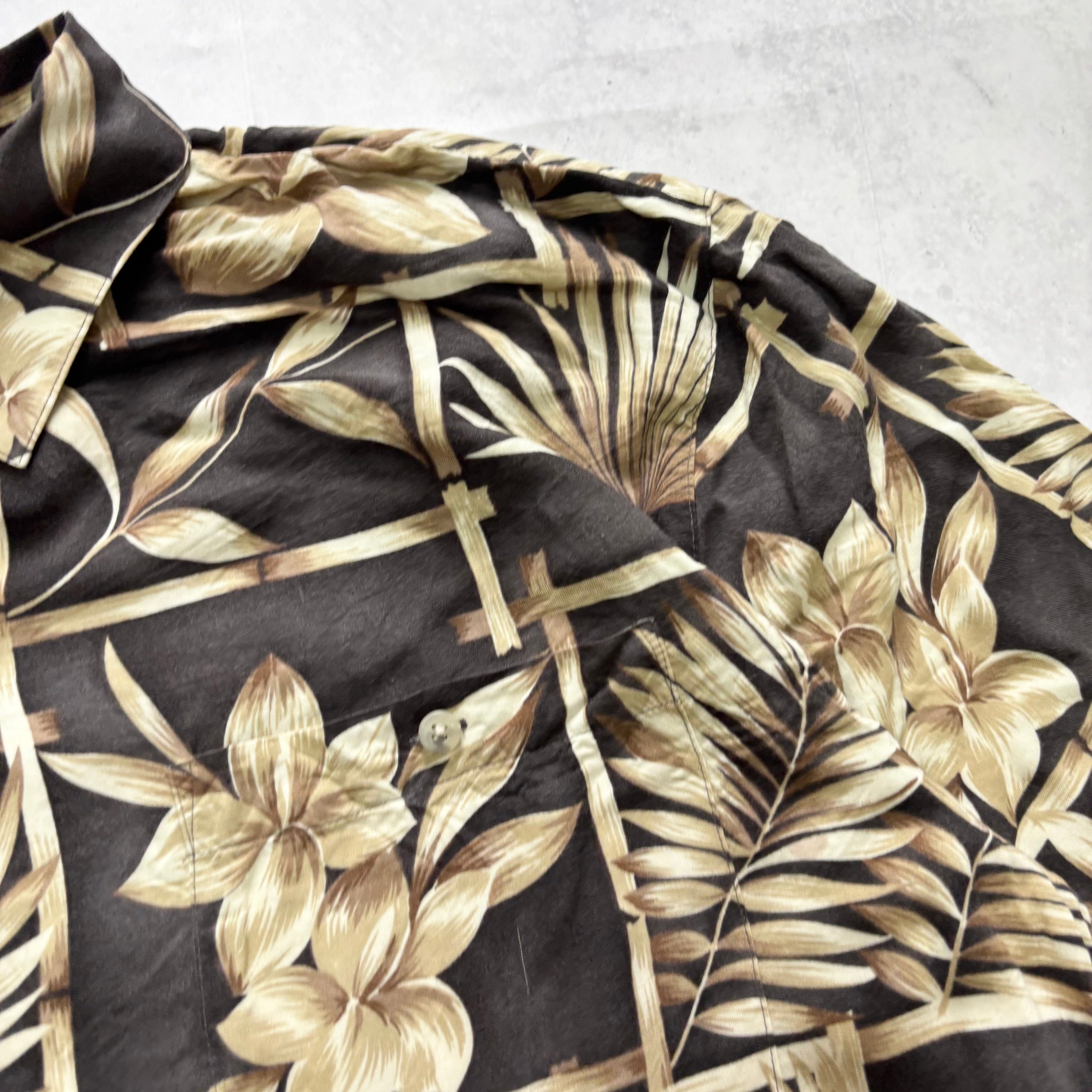 Vintage Hawaiian Shirt Mens XL Black Floral Aloha Short Sleeve Rayon