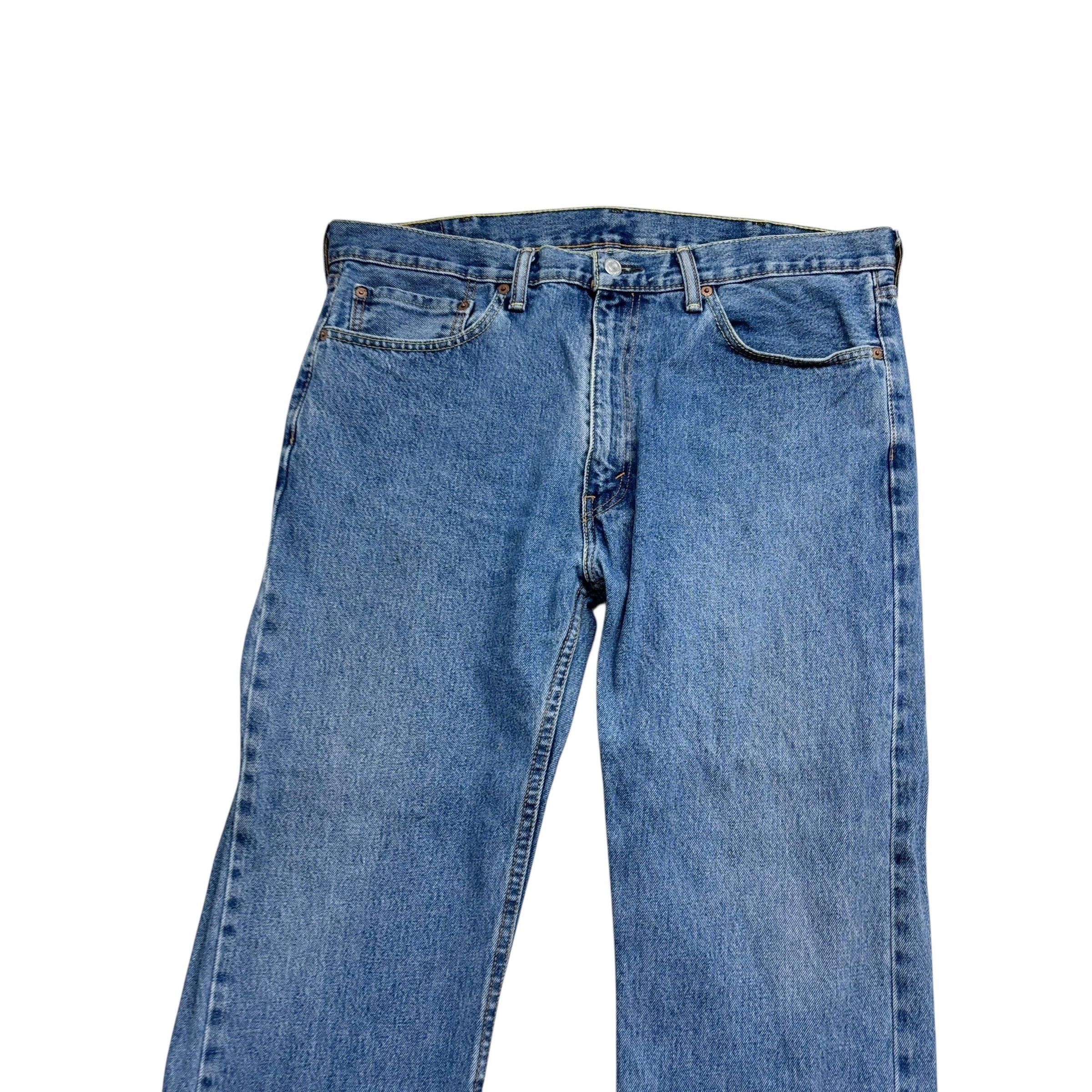 Levis 505 Jeans W38 L32 Mens Mid Blue Regular Straight Fit Denim (E)