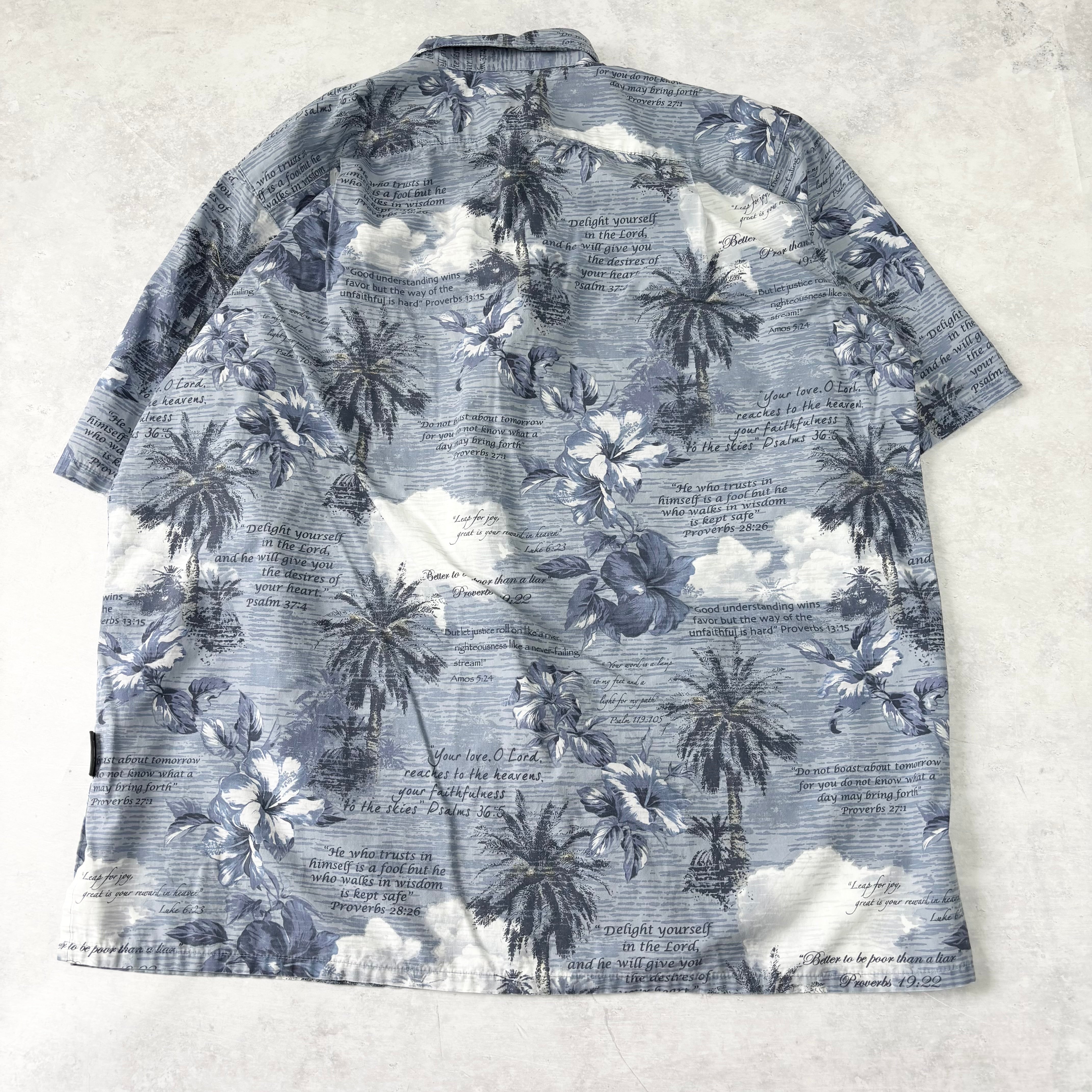 Vintage Hawaiian Shirt Mens XL Blue Floral Aloha Short Sleeve Go Barefoot (E)