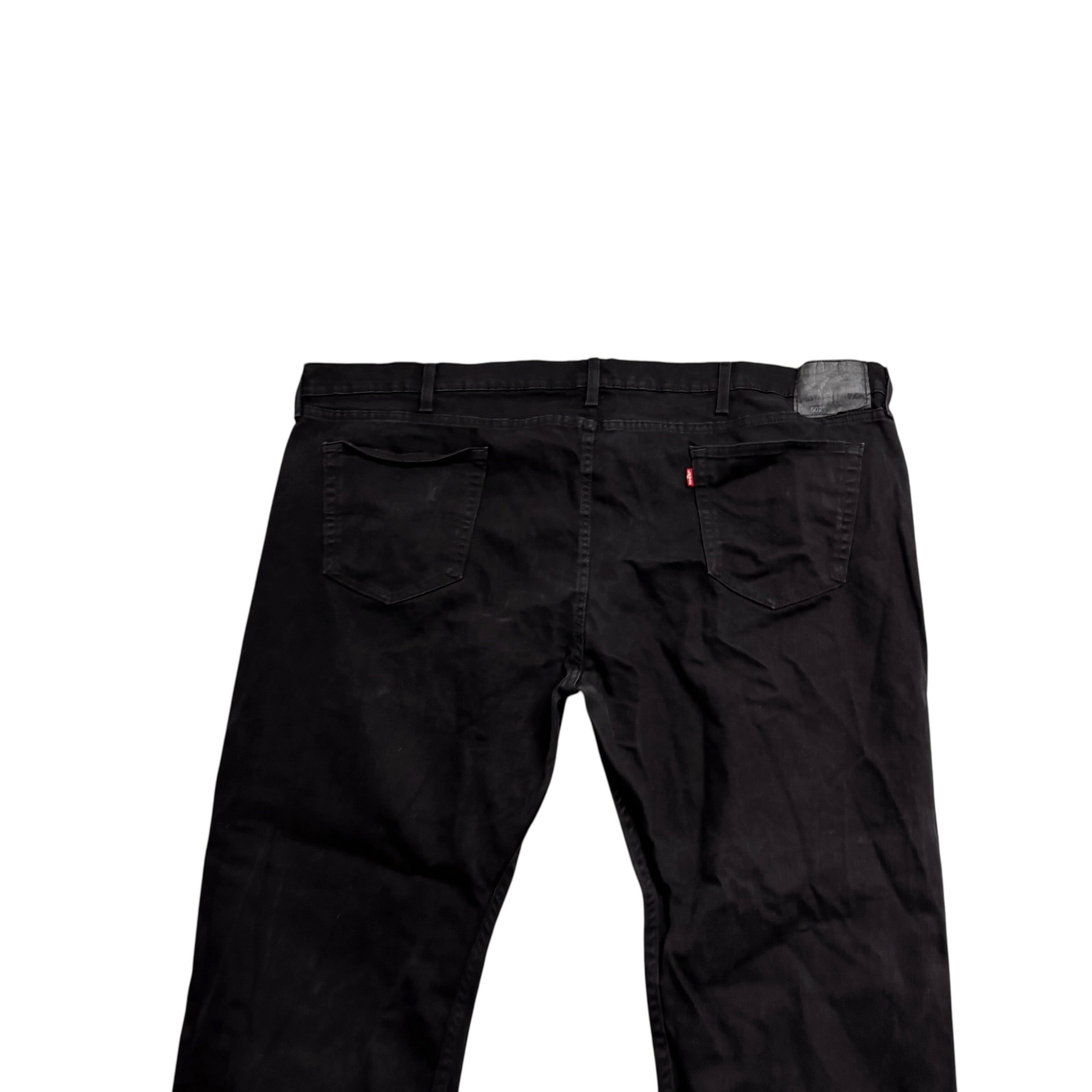 Levis 502 Jeans W52 L27 Mens Black Regular Tapered Fit Stretch Denim (E)