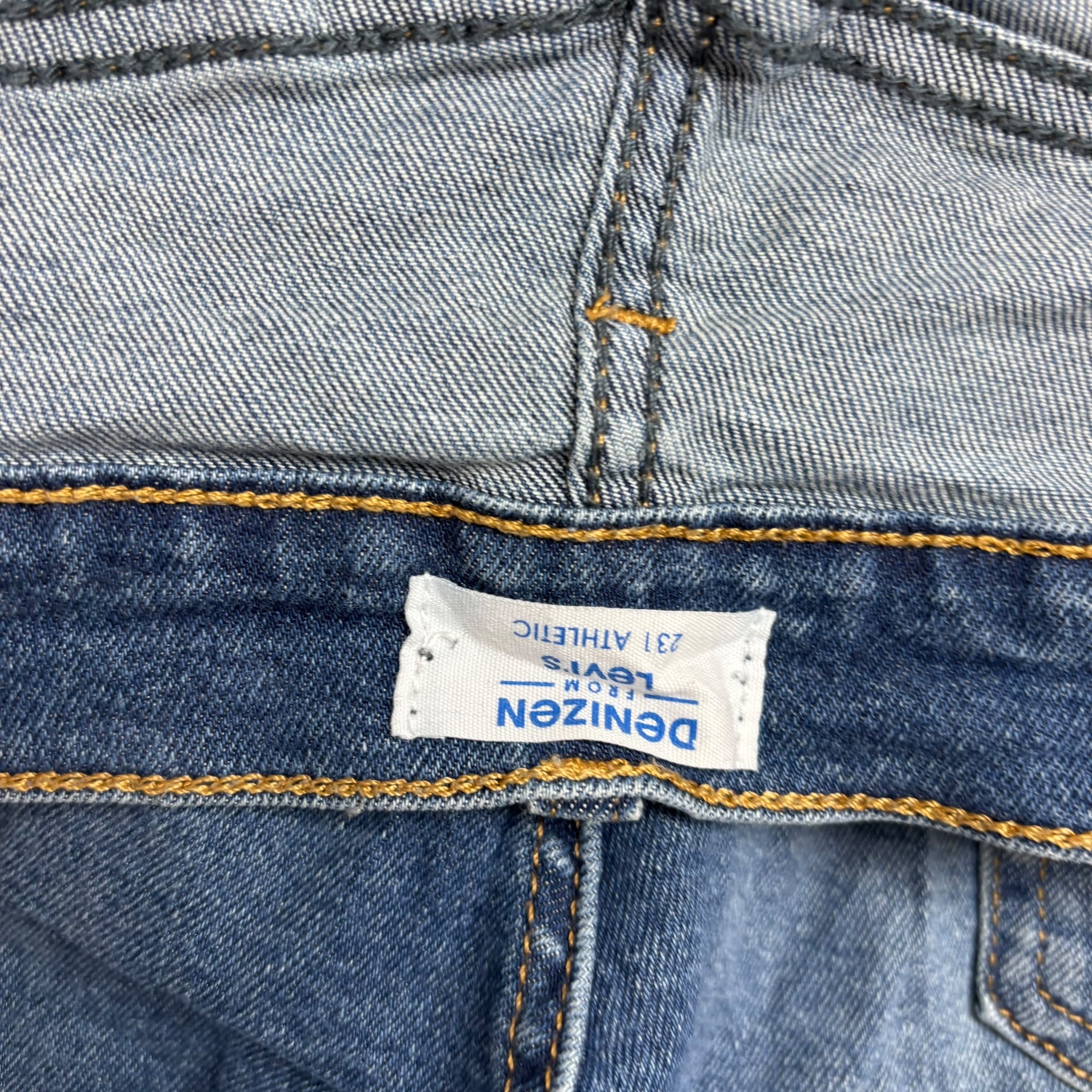 Levis Denizen Jeans W36 L34 Mens Mid Blue Athletic Tapered Fit Stretch (E)