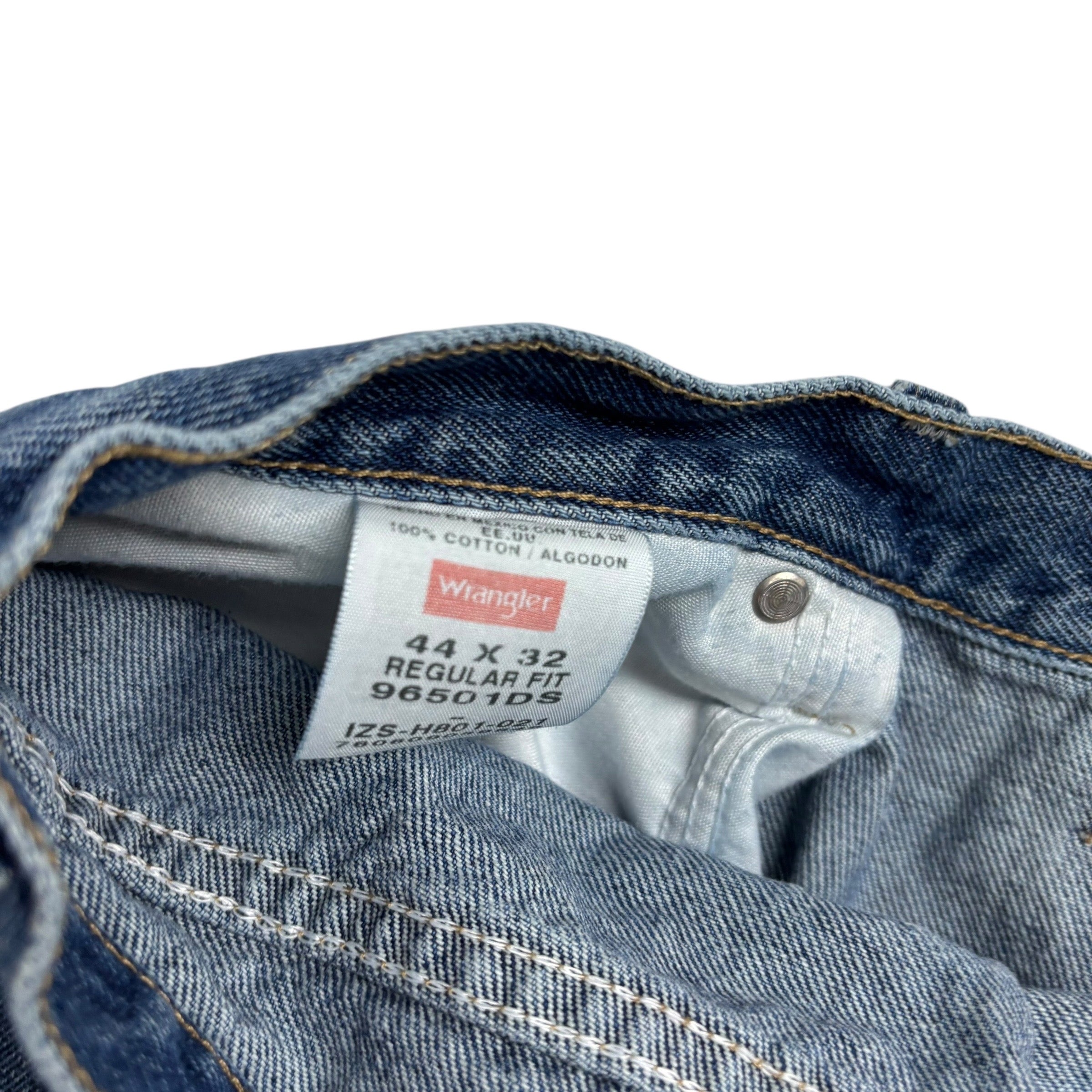 Wrangler Jeans W42 L32 Mens Mid Blue Regular Straight Fit Denim (E)