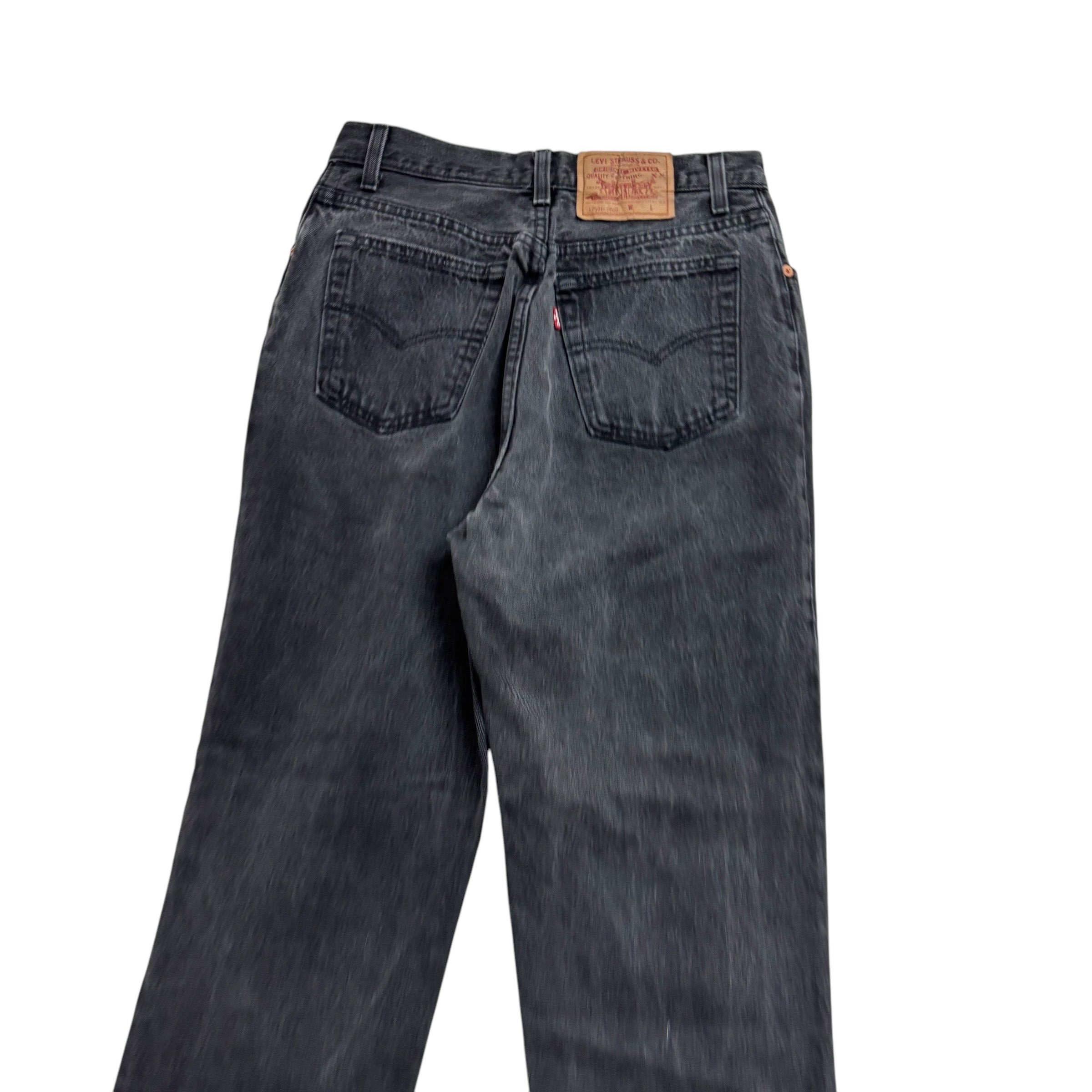 Levis 501 Jeans W26 L32 Womens Black Tapered Fit Made In USA Vintage Denim