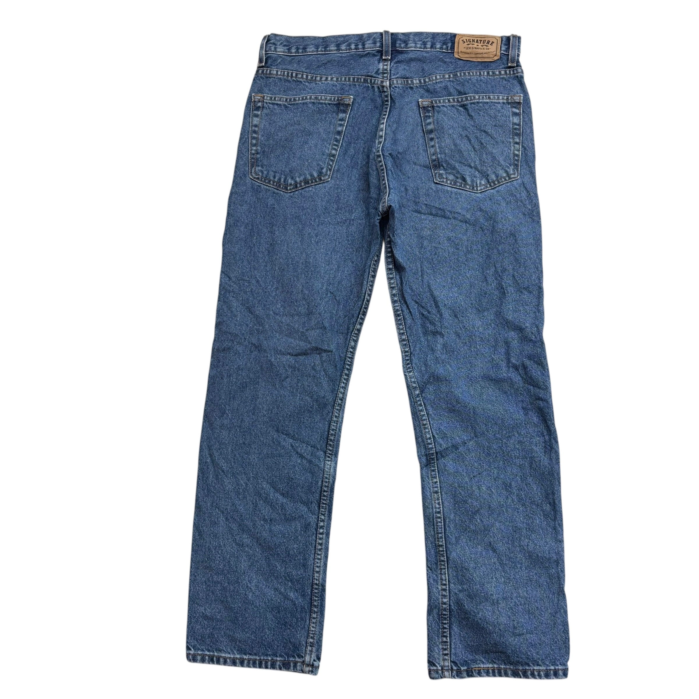 Levis Signature Jeans W34 L30 Mens Mid Blue Regular Straight Fit Vintage