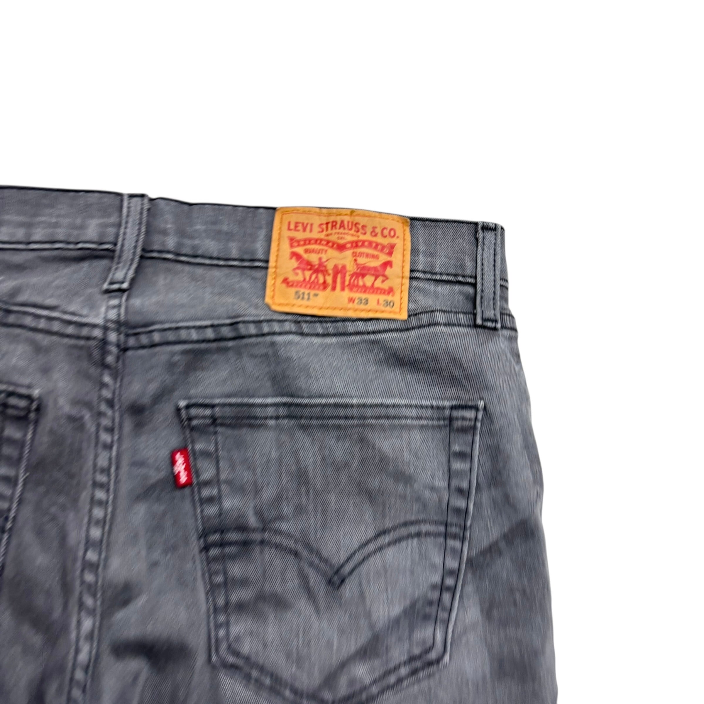 Levis 511 Jeans W33 L30 Mens Grey Slim Fit Stretch Denim (E)