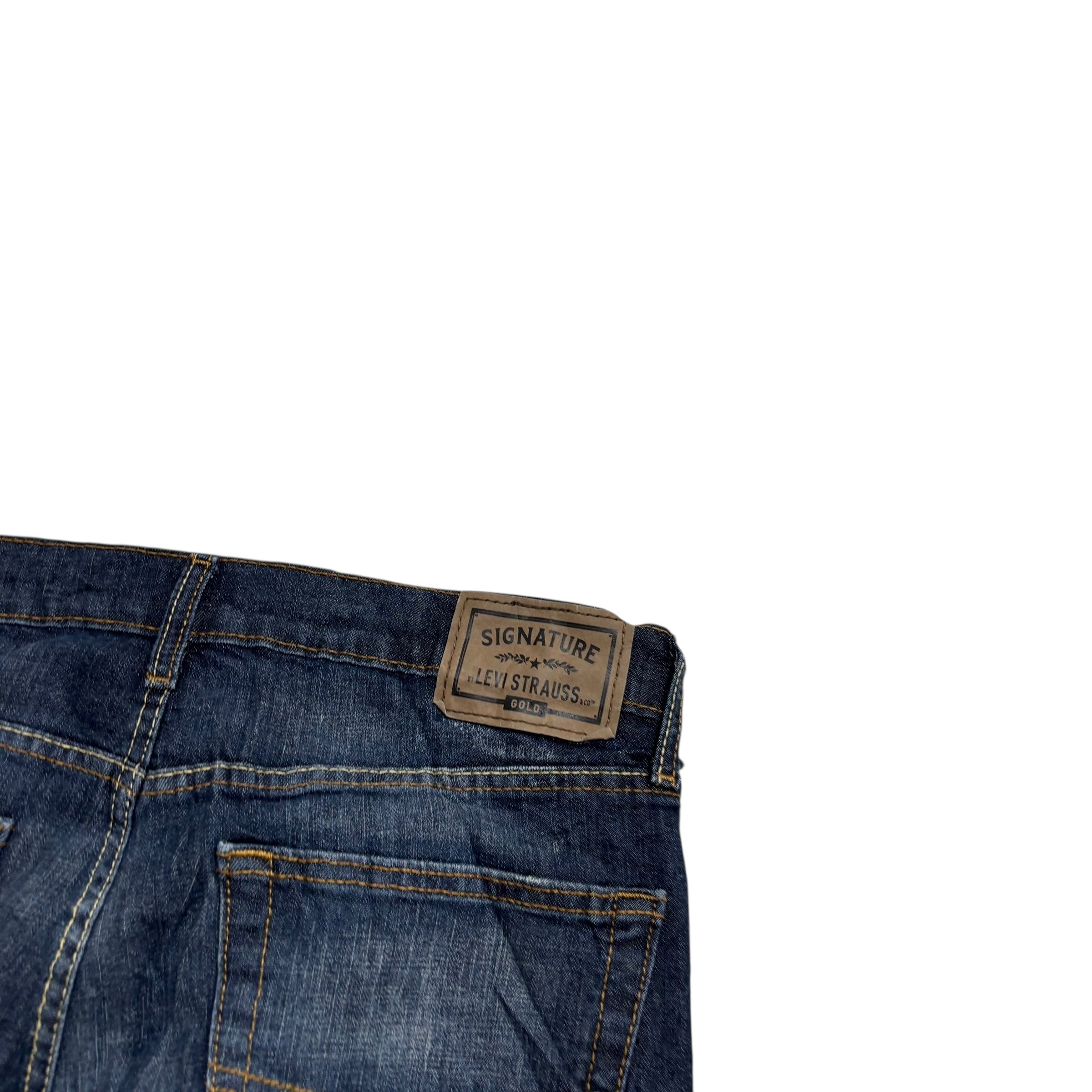 Levis Signature Jeans W34 L34 Mens Dark Blue Athletic Tapered Stretch Denim (E)