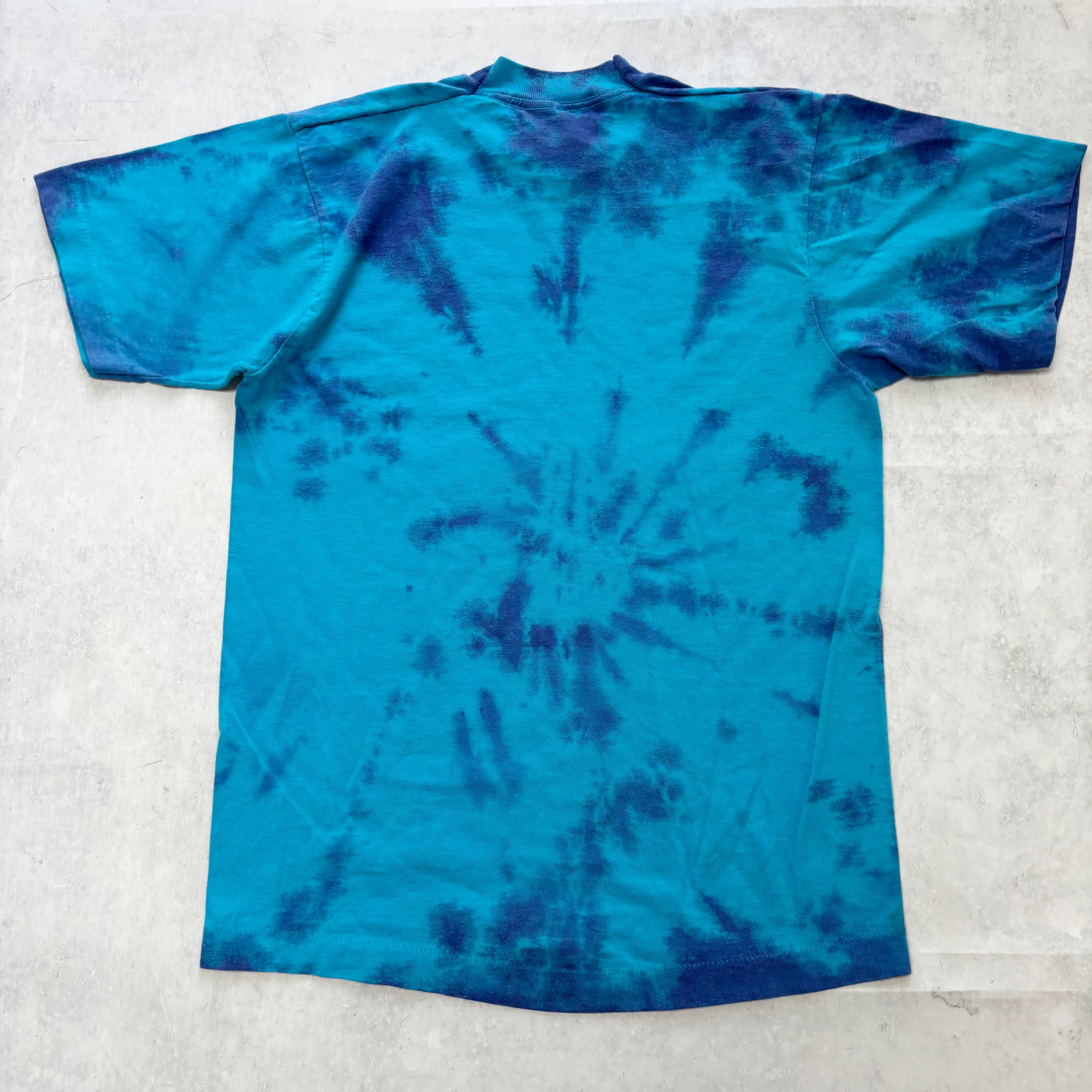 Vintage T Shirt Mens XS Tie Die Blue Graphic Print 90s USA (E)