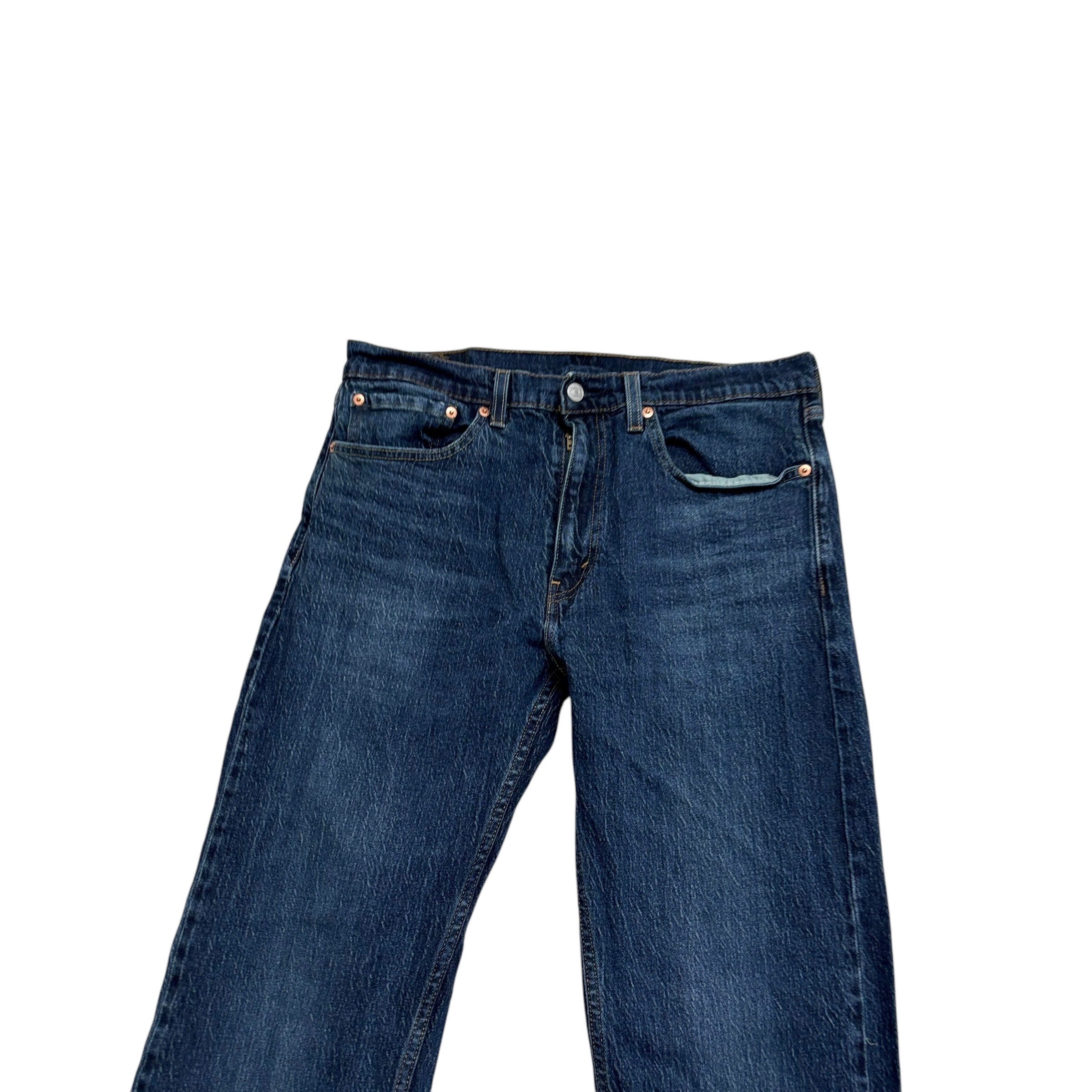 Levis 505 Jeans W34 L34 Mens Dark Blue Regular Straight Fit Stretch Denim (E)